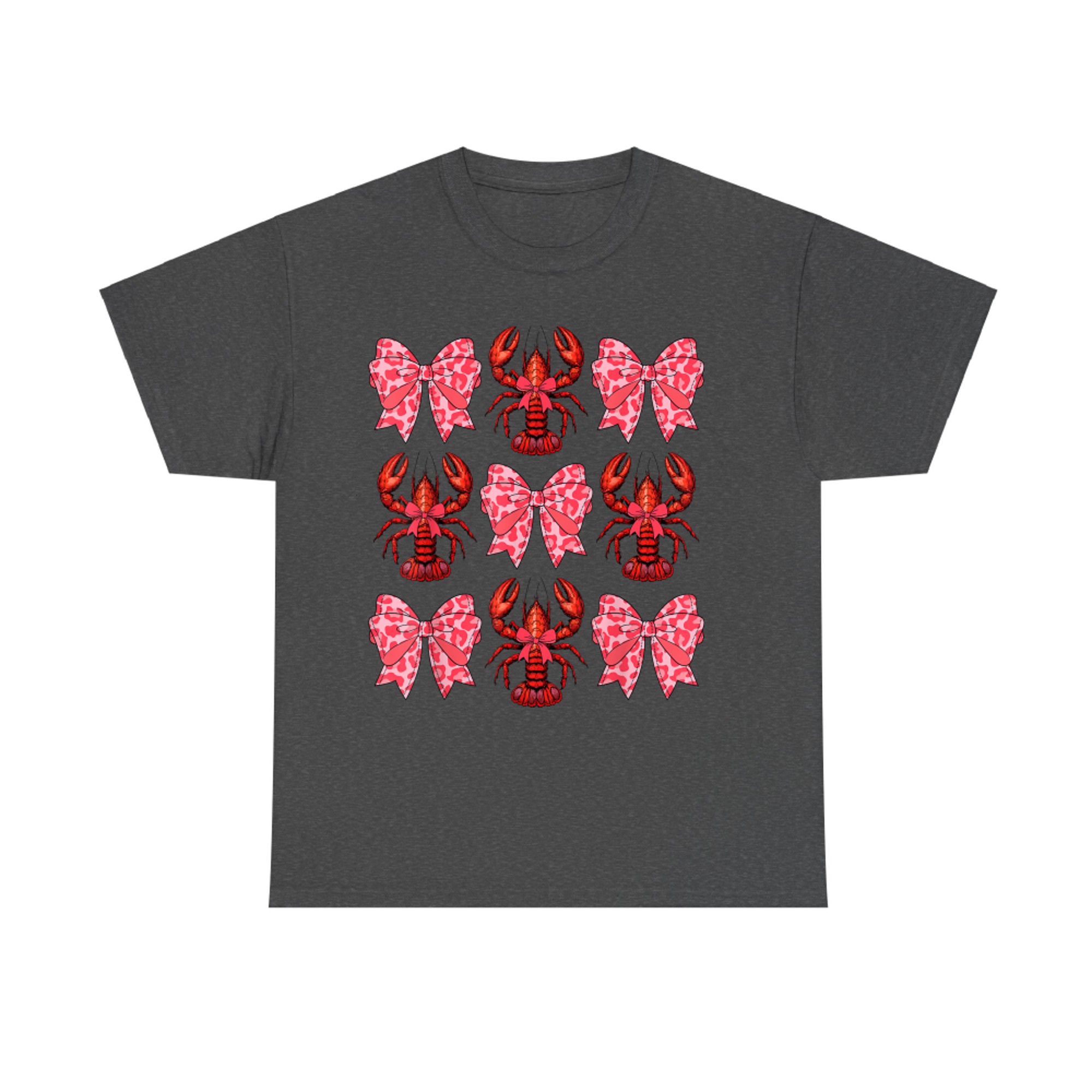 Cute Coquette Bow Crawfish Graphic Y2K Aesthetic T-Shirt