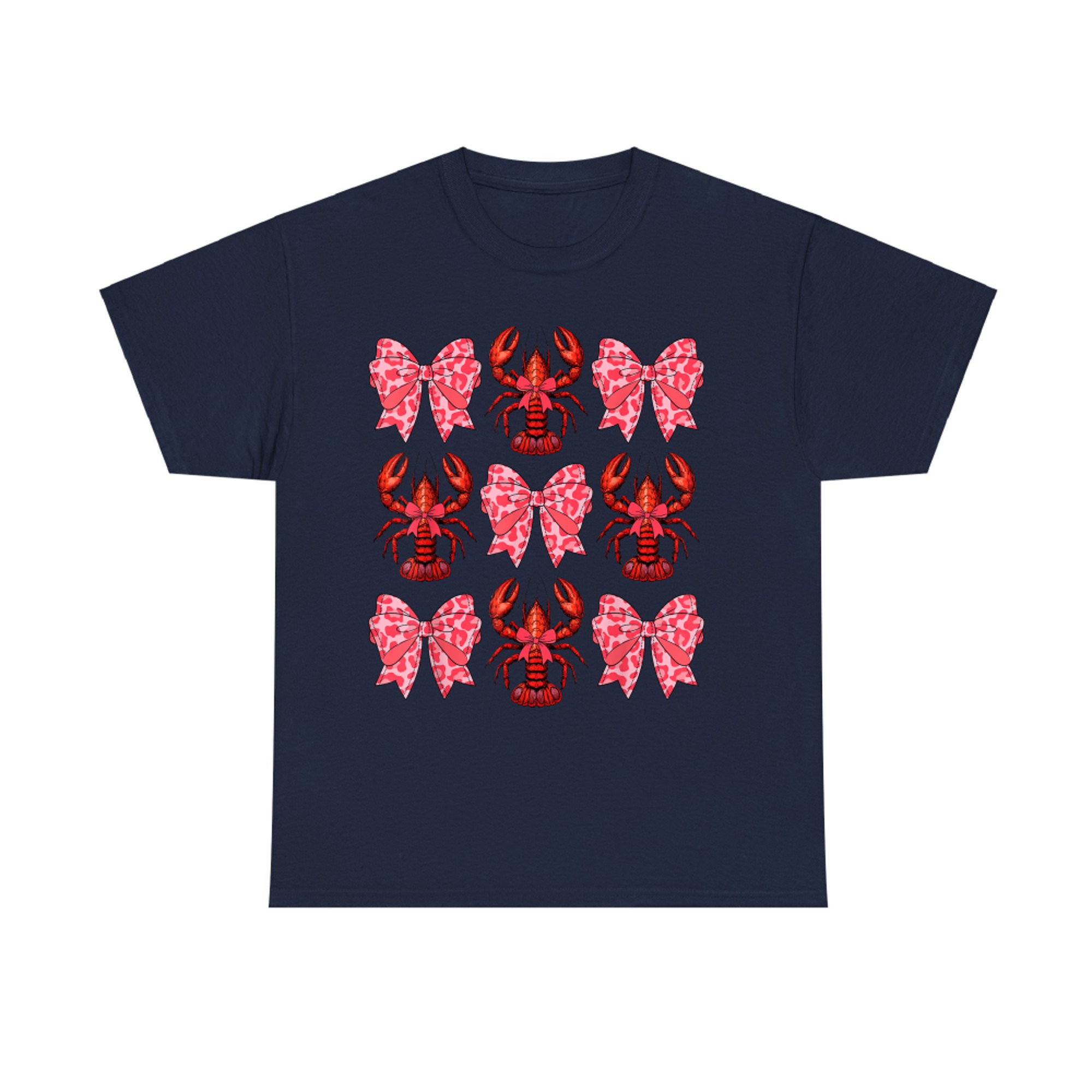 Cute Coquette Bow Crawfish Graphic Y2K Aesthetic T-Shirt