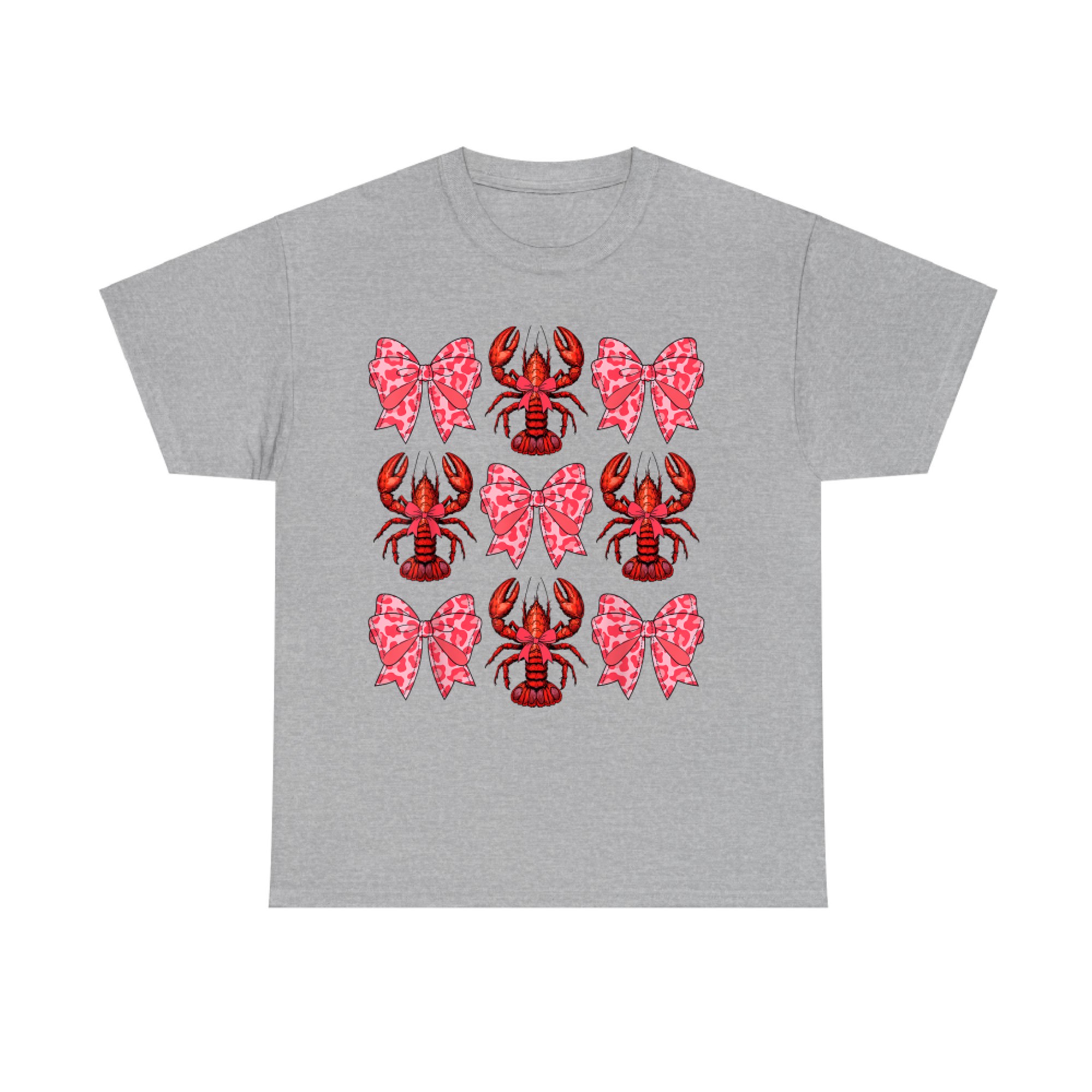 Cute Coquette Bow Crawfish Graphic Y2K Aesthetic T-Shirt