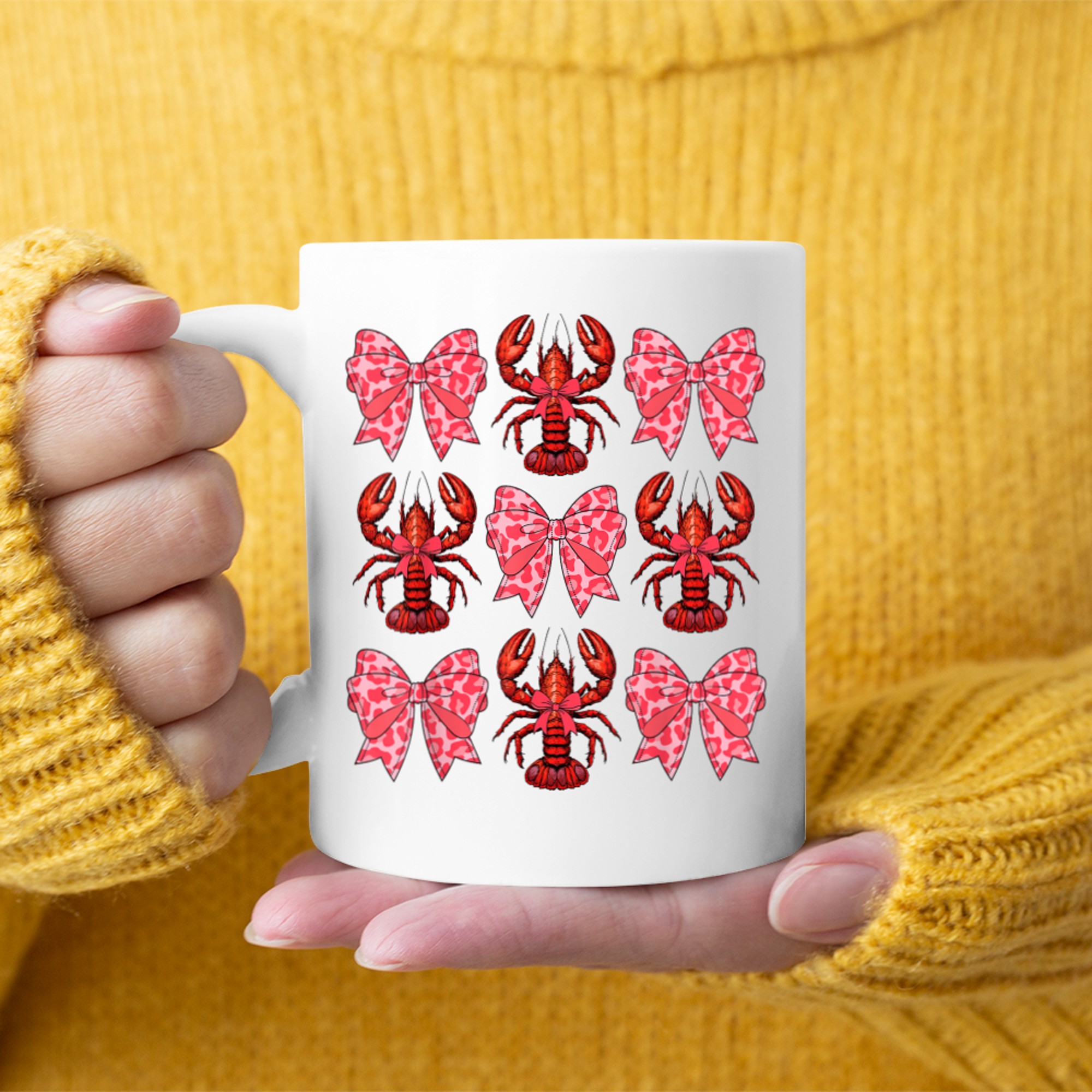 Cute Coquette Bow Crawfish Graphic Y2K Mug
