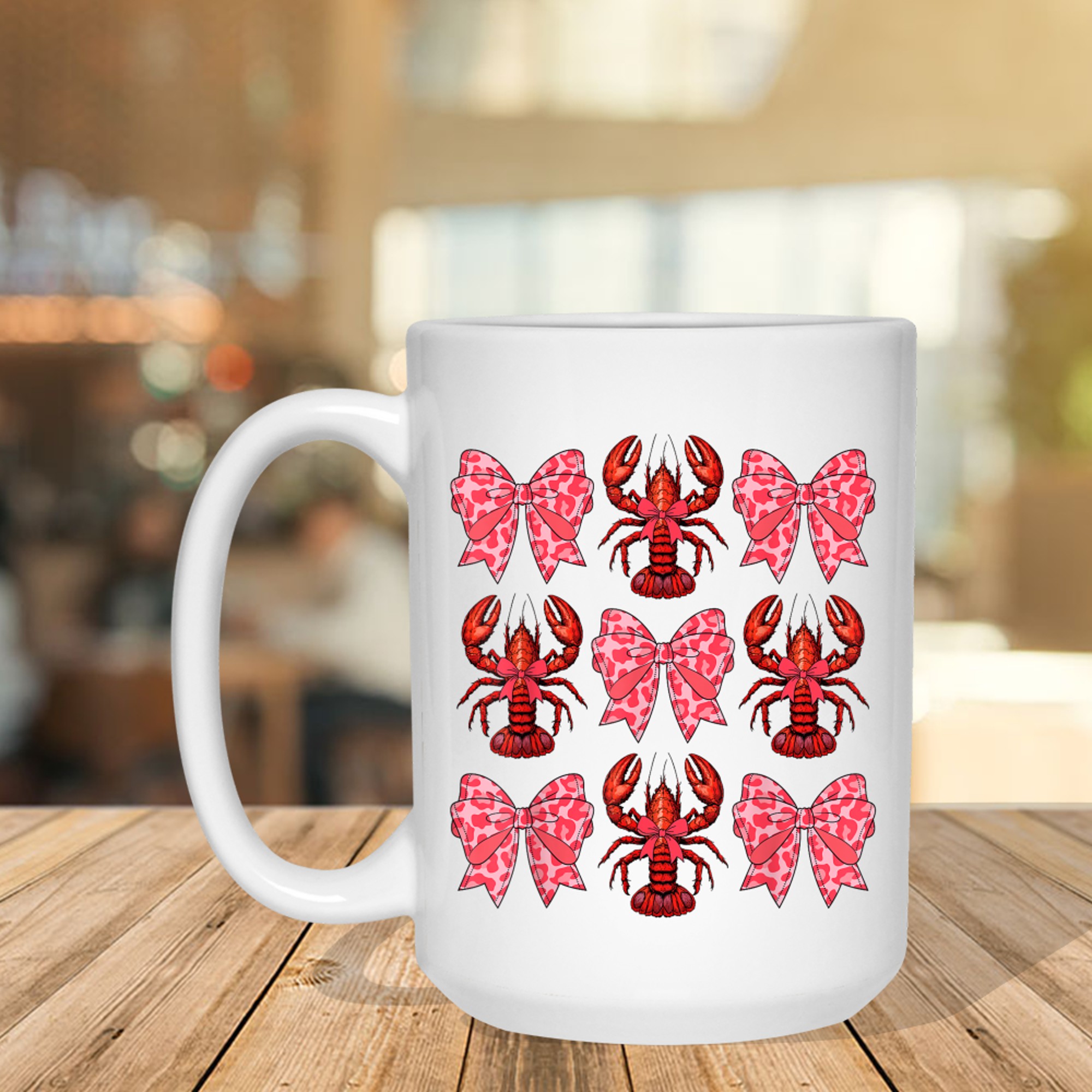 Cute Coquette Bow Crawfish Graphic Y2K Mug