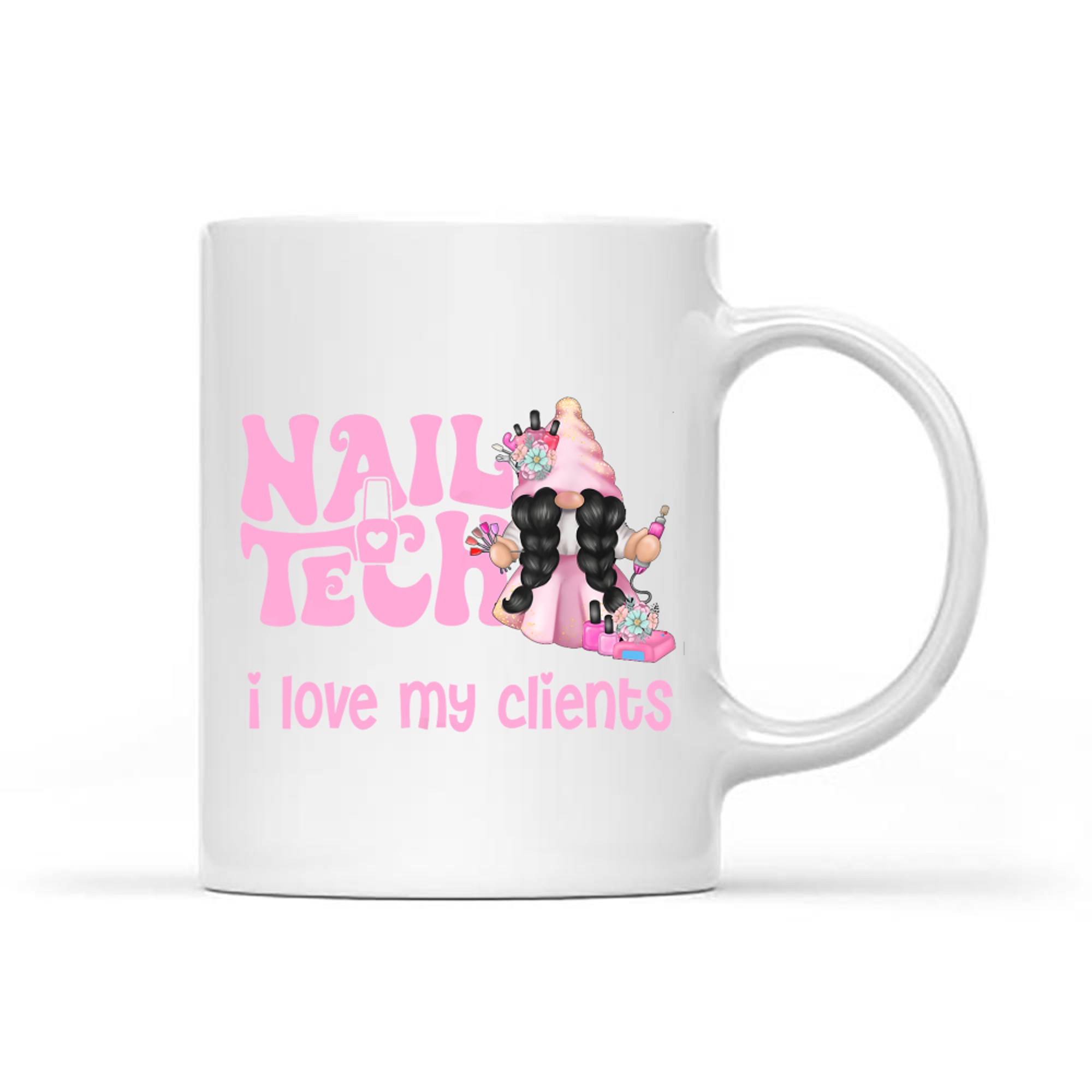 Cute Gnome I Love My Clients Nail Tech Manicure Pedicure Mug