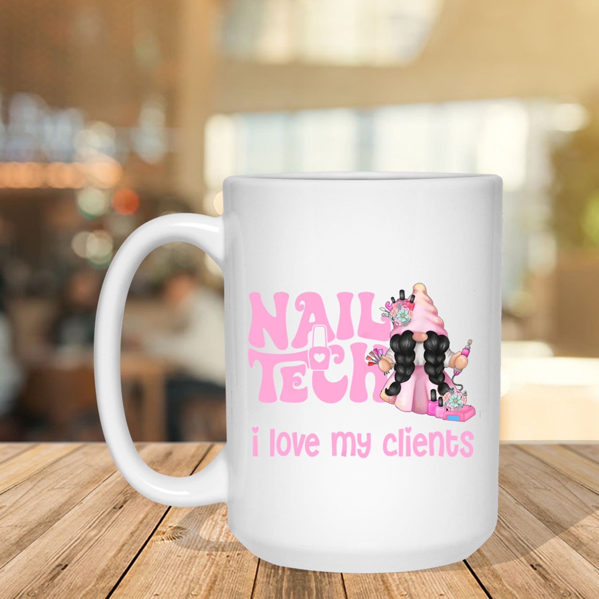 Cute Gnome I Love My Clients Nail Tech Manicure Pedicure Mug