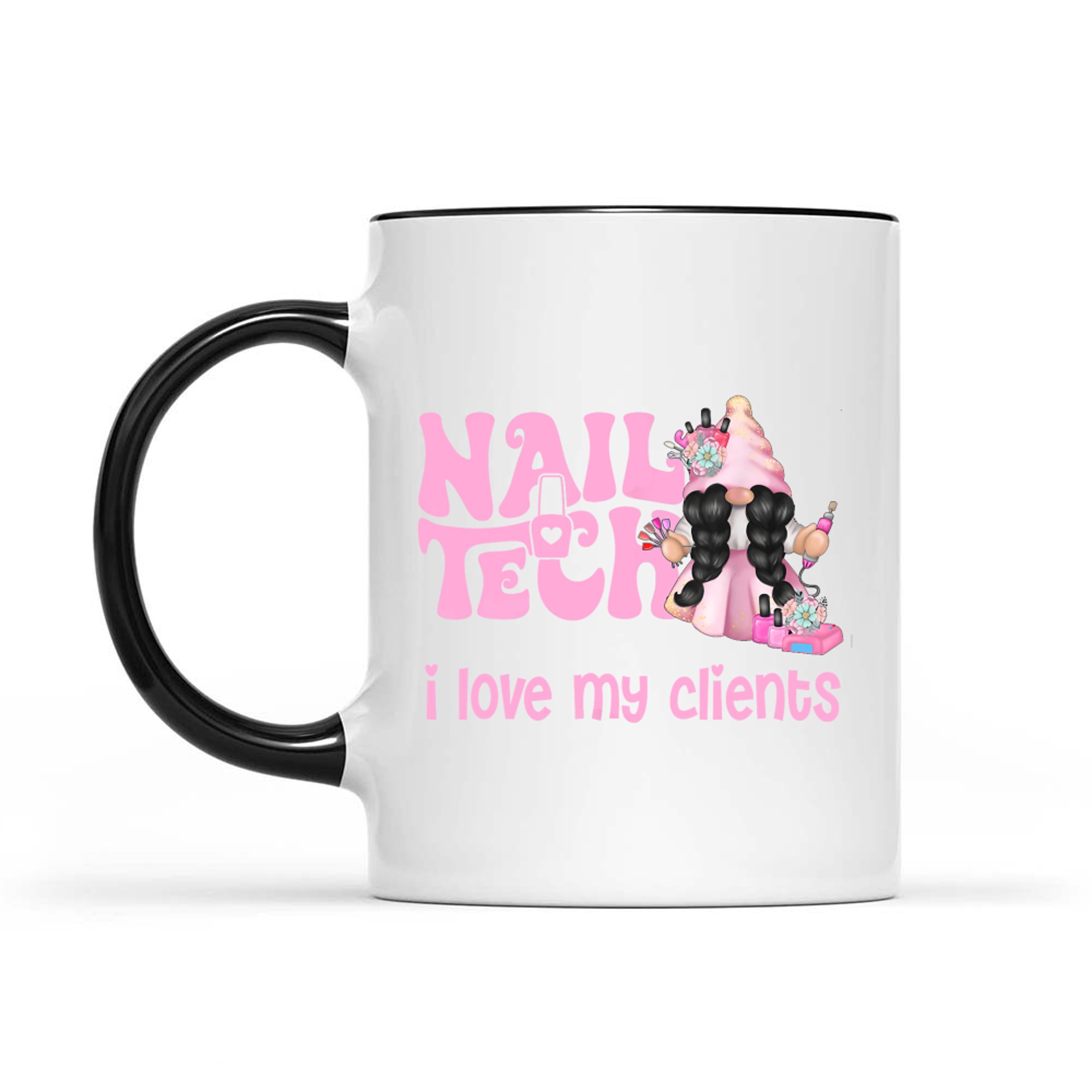 Cute Gnome I Love My Clients Nail Tech Manicure Pedicure Mug