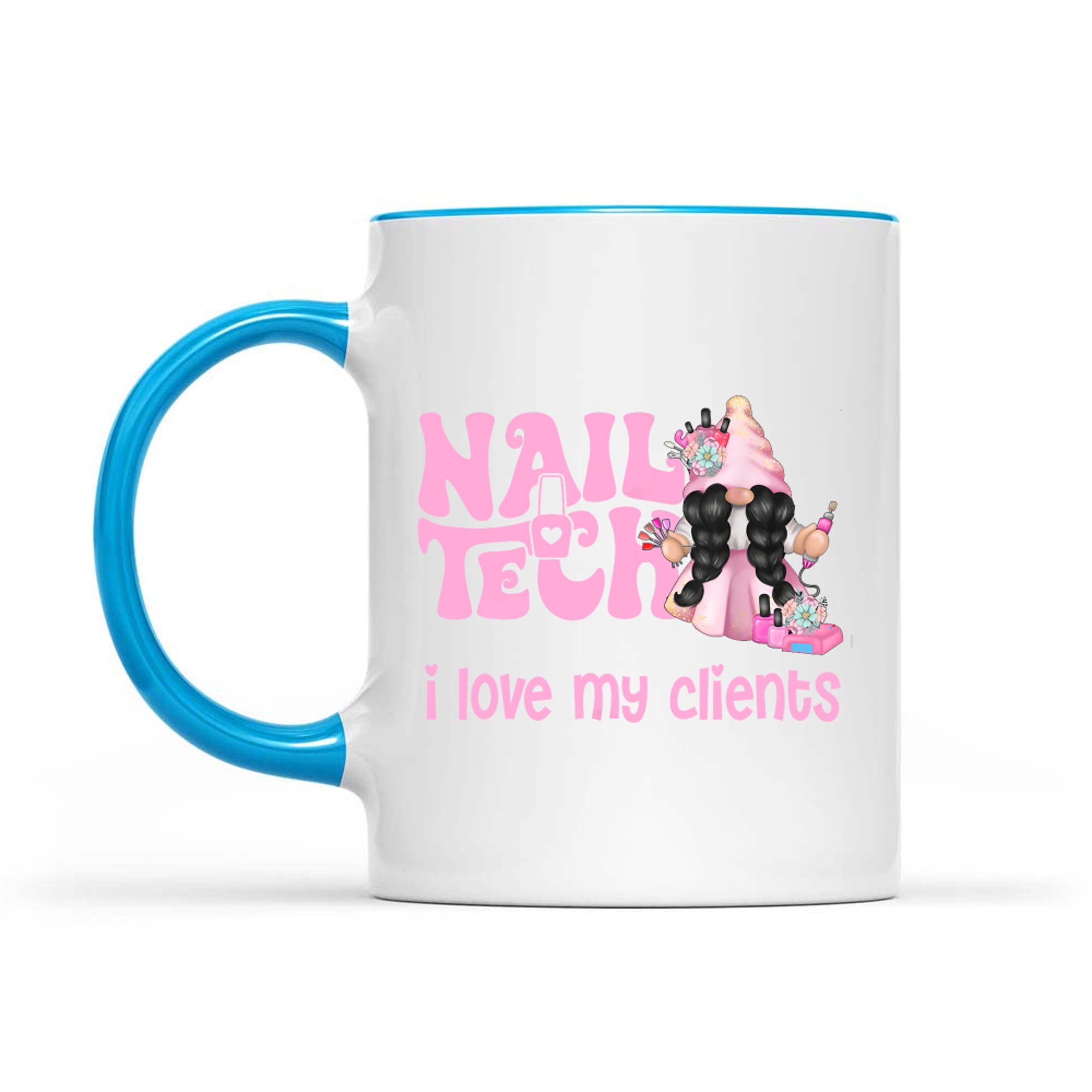 Cute Gnome I Love My Clients Nail Tech Manicure Pedicure Mug
