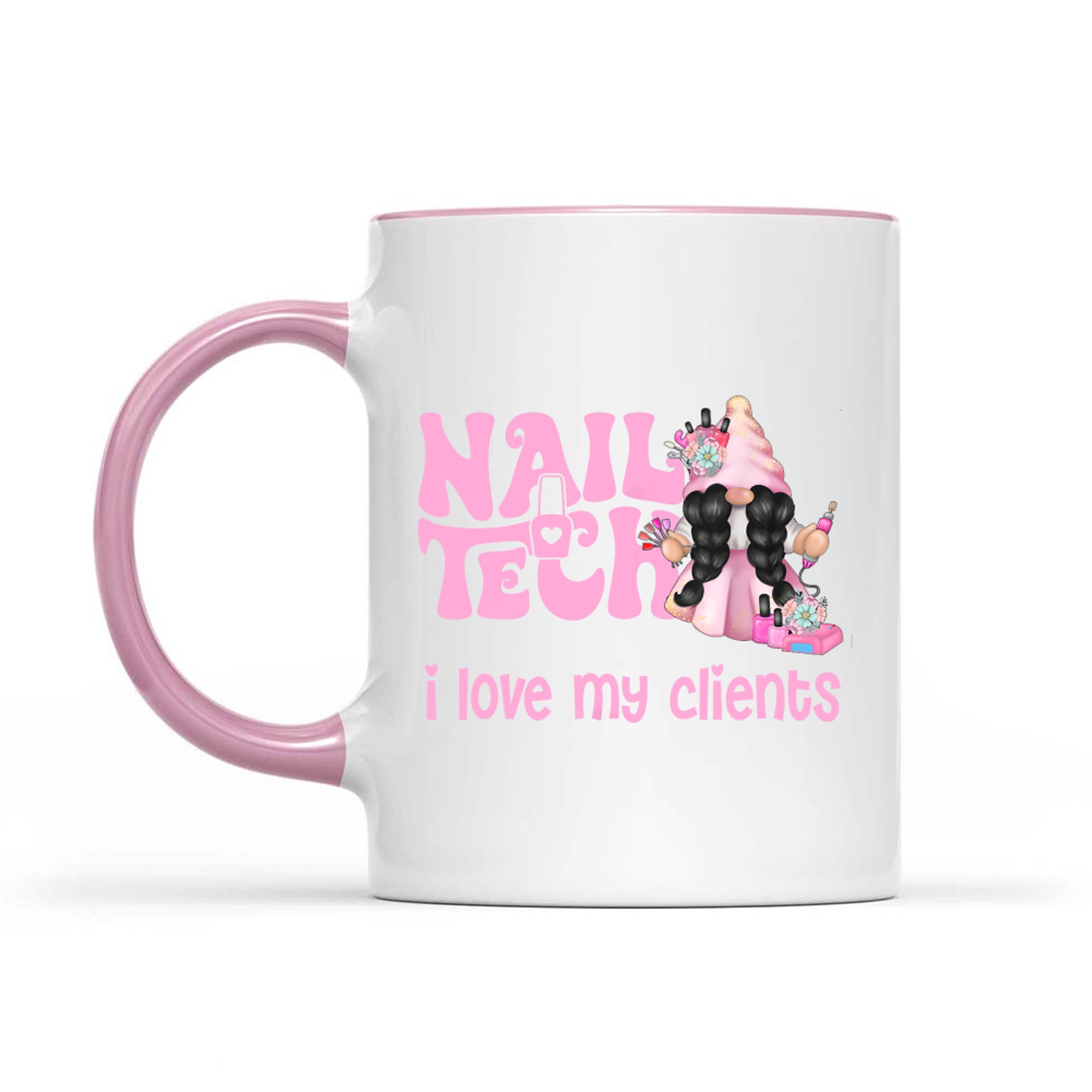 Cute Gnome I Love My Clients Nail Tech Manicure Pedicure Mug