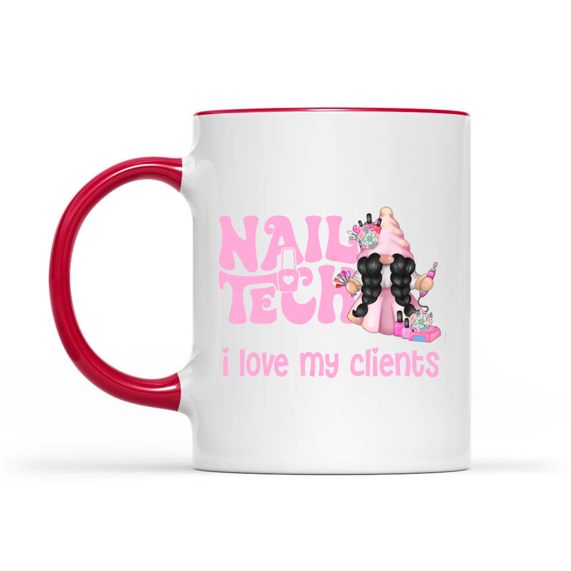 Cute Gnome I Love My Clients Nail Tech Manicure Pedicure Mug