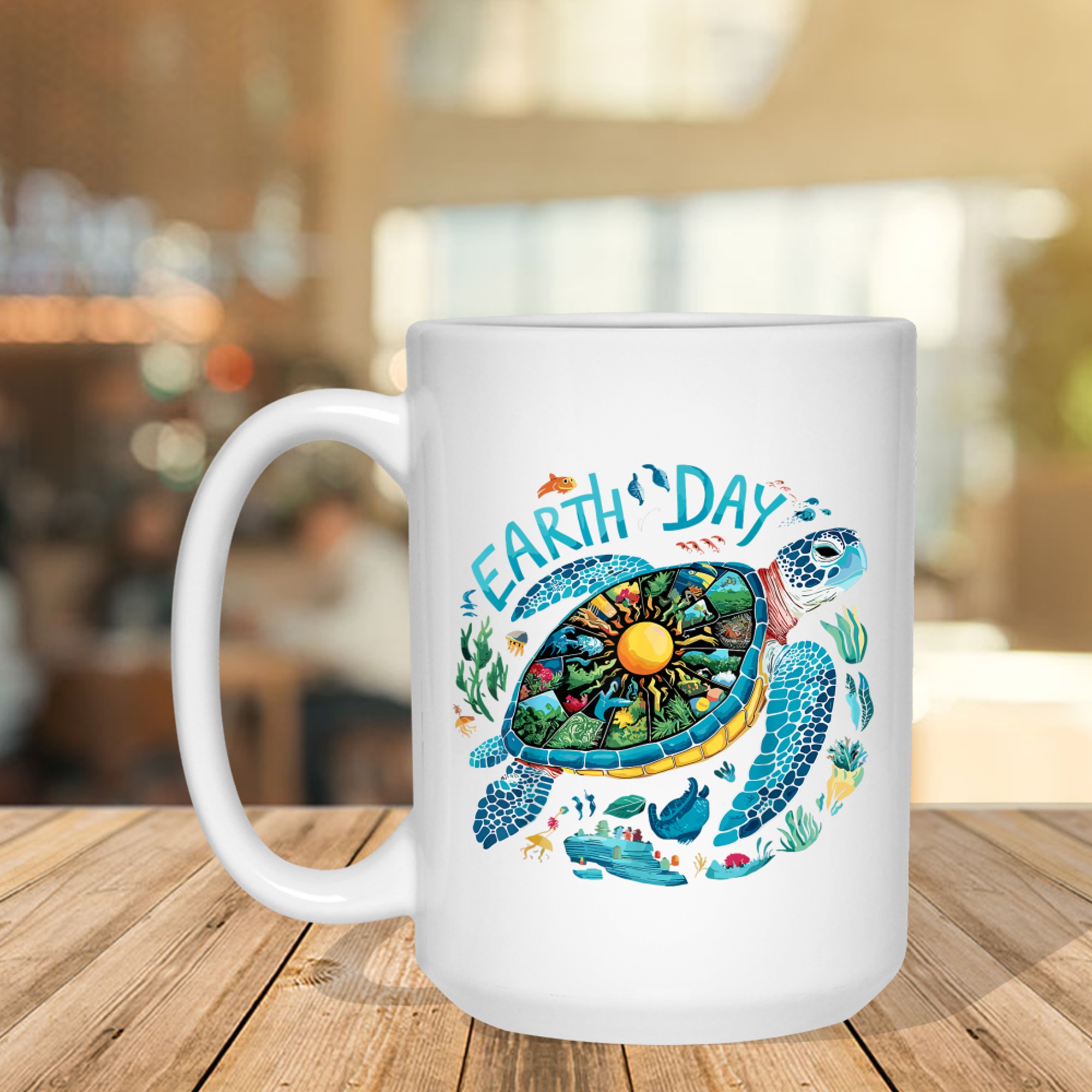 Earth Day Sea Turtle Save The Planet Natural Mug