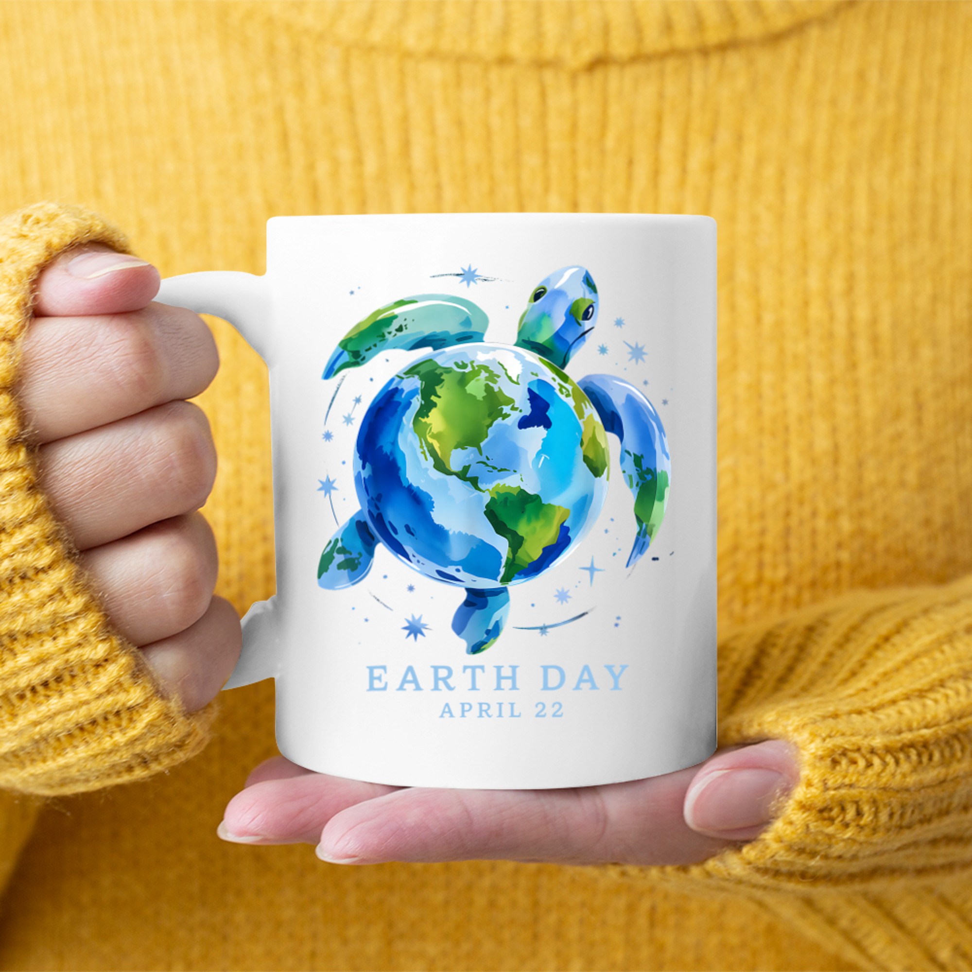 Earth Day Turtle Planet Design Eco-Friendly Mug