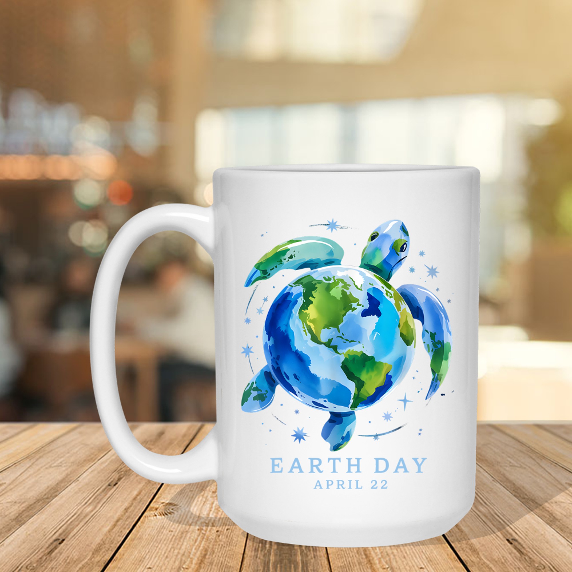 Earth Day Turtle Planet Design Eco-Friendly Mug