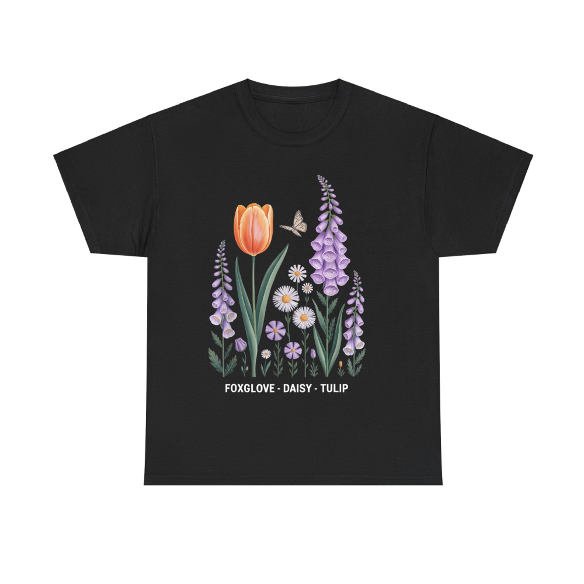 Foxglove Daisy Tulip Floral Nature Art T-Shirt