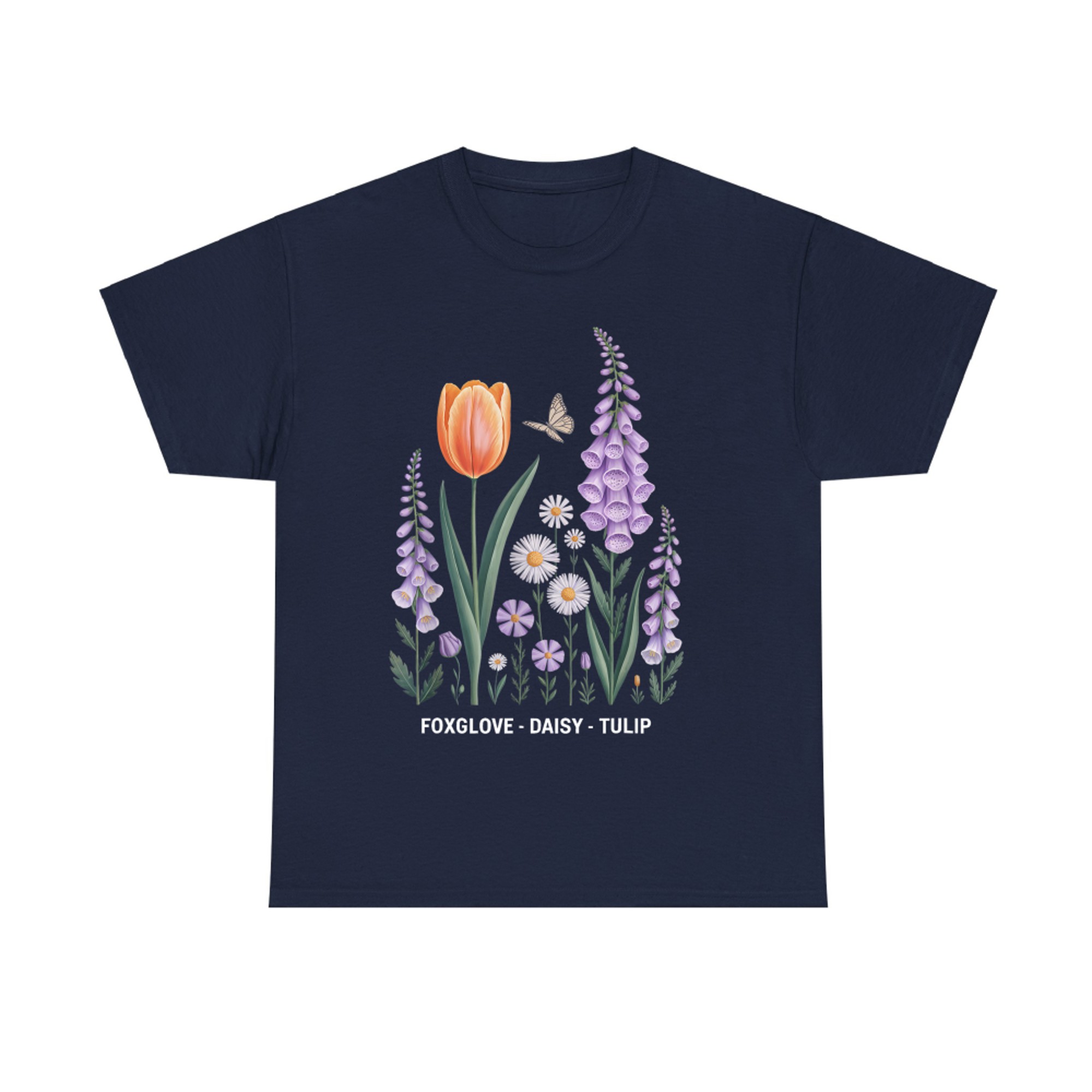 Foxglove Daisy Tulip Floral Nature Art T-Shirt
