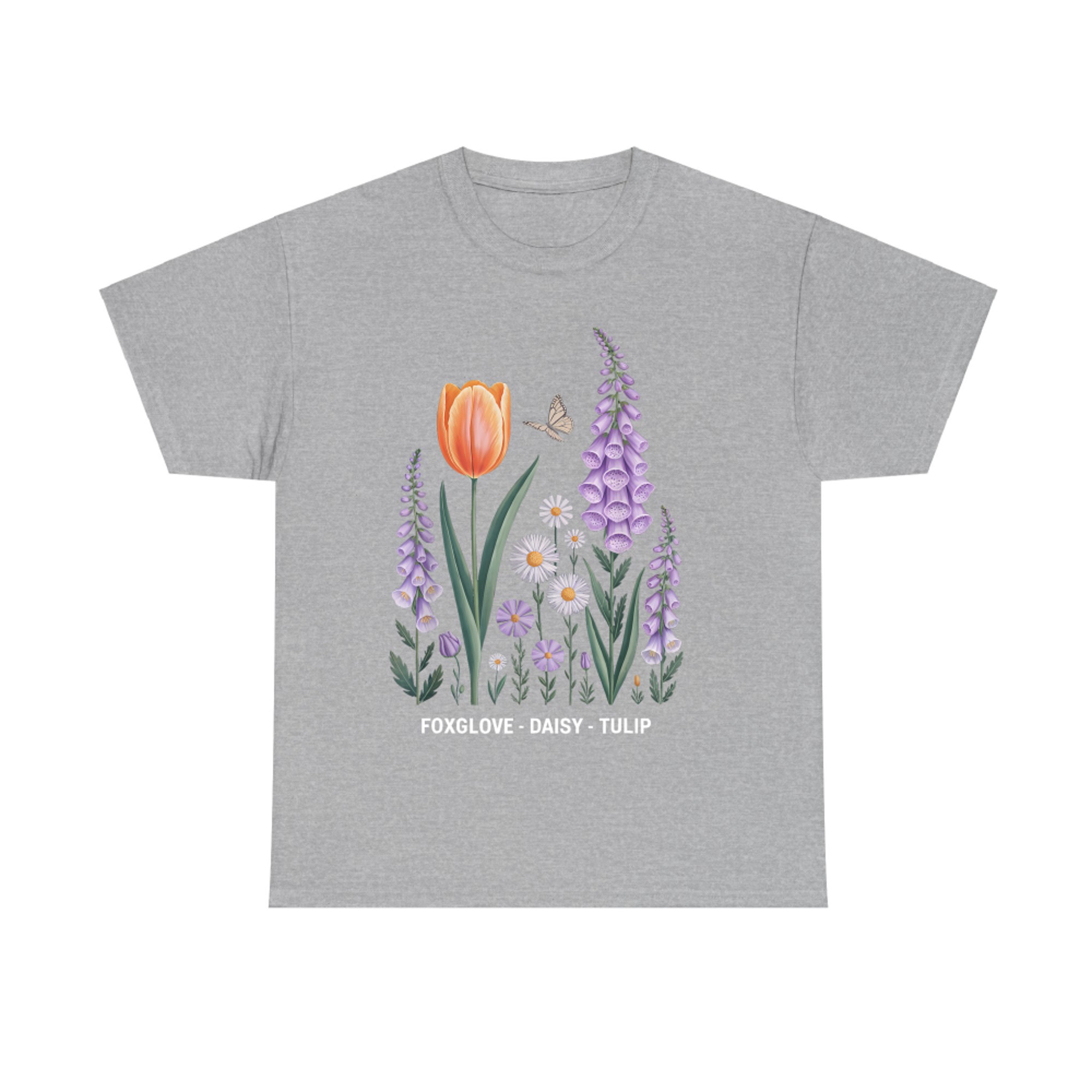 Foxglove Daisy Tulip Floral Nature Art T-Shirt