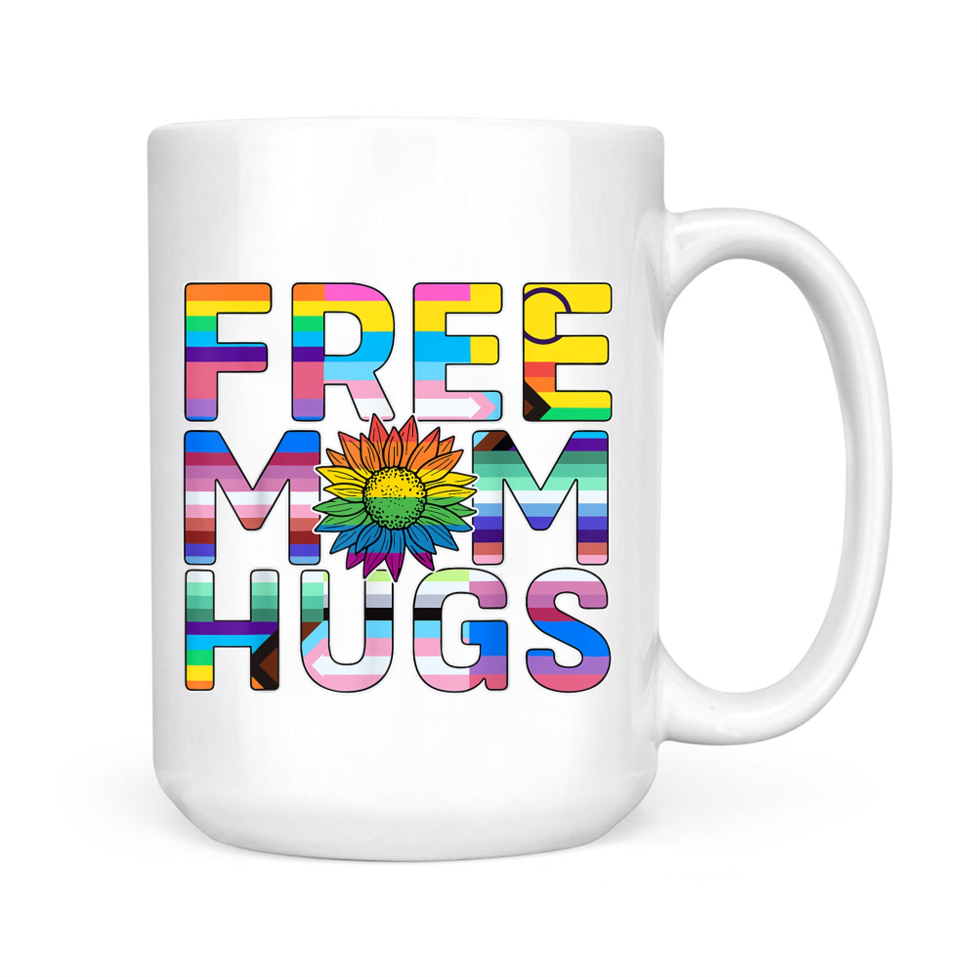 Free Mom Hugs LGBT Pride Mom Daisy Flower Lesbian Mother Day Mug