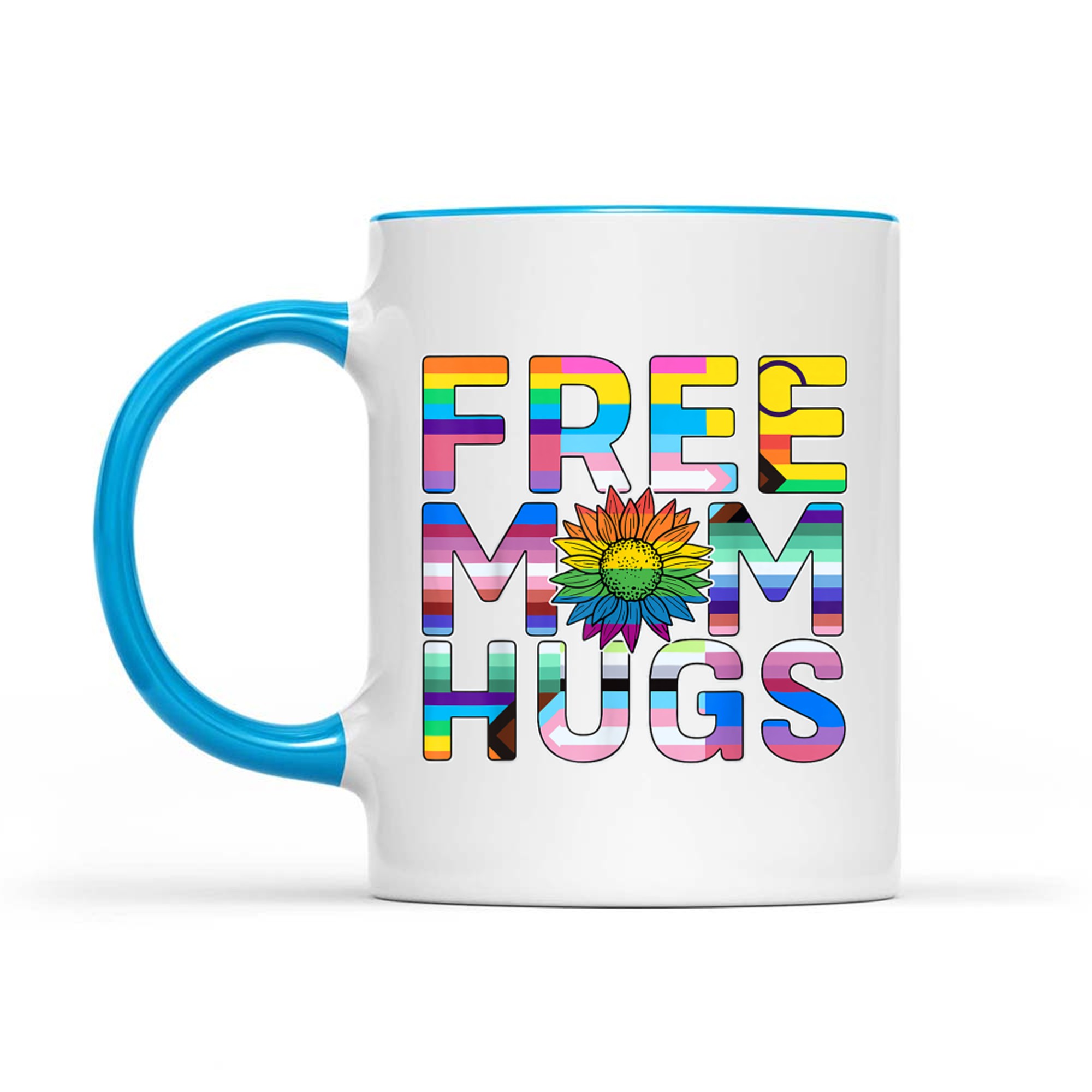 Free Mom Hugs LGBT Pride Mom Daisy Flower Lesbian Mother Day Mug