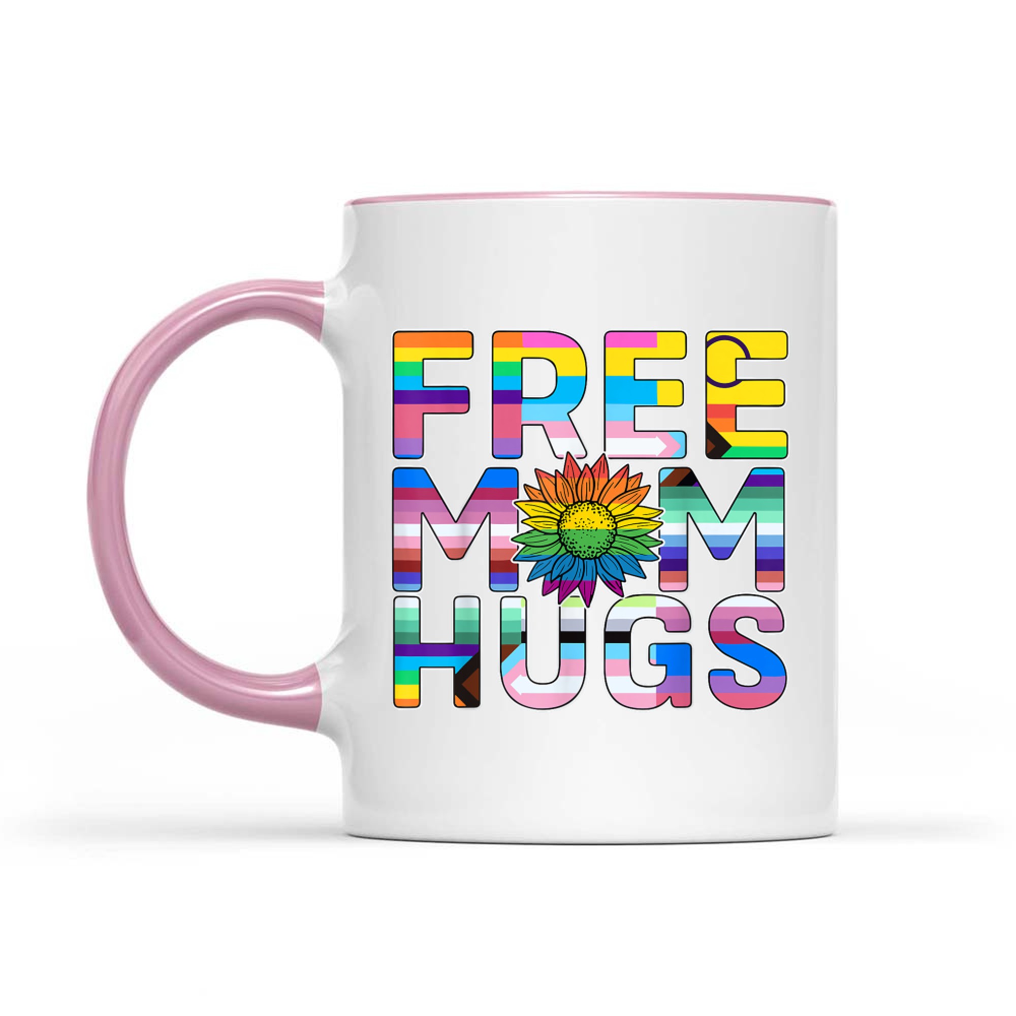 Free Mom Hugs LGBT Pride Mom Daisy Flower Lesbian Mother Day Mug