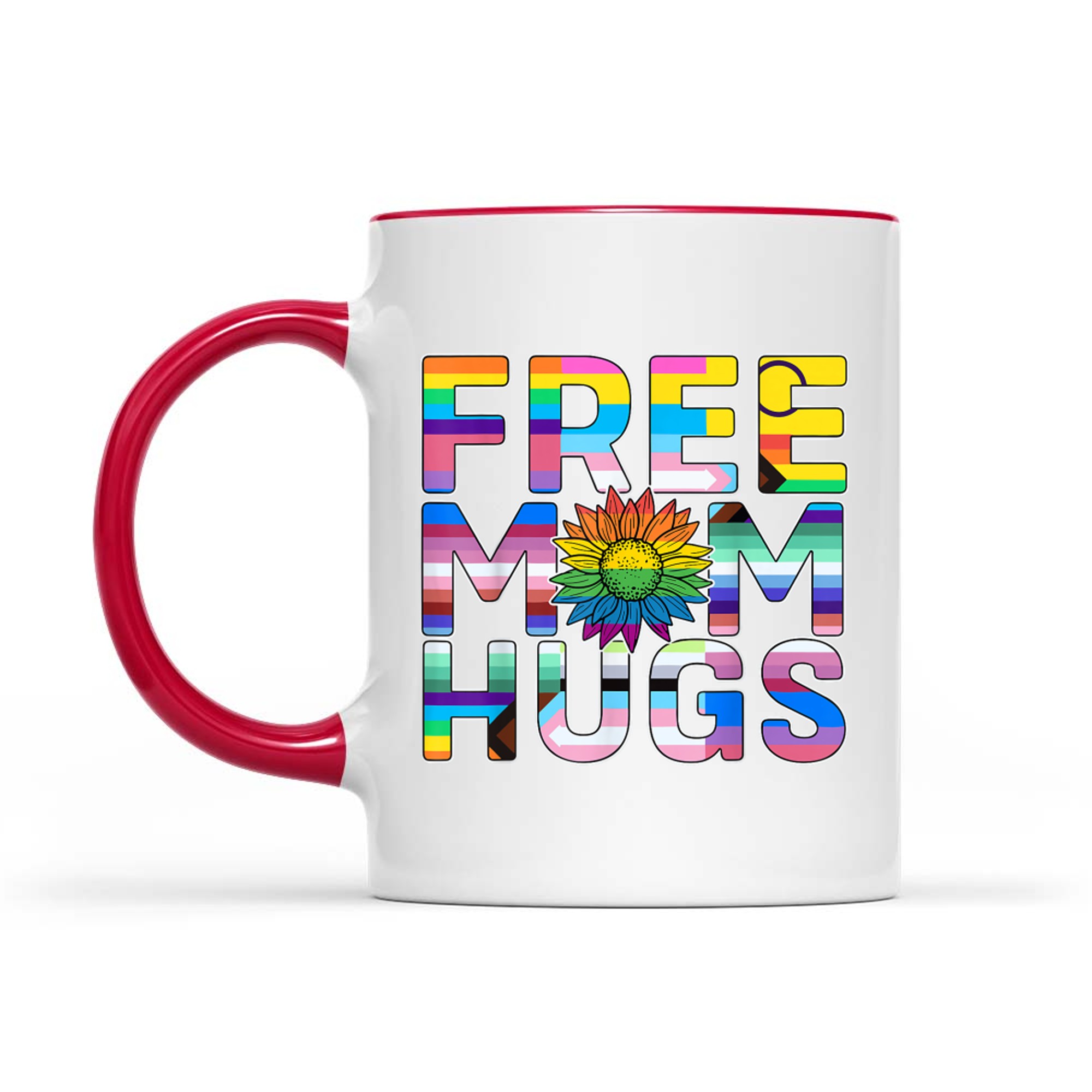 Free Mom Hugs LGBT Pride Mom Daisy Flower Lesbian Mother Day Mug