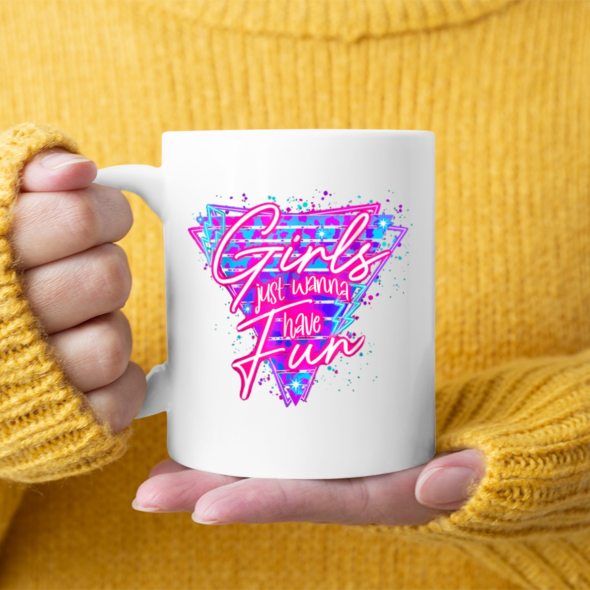 Funny 80's Girls Just Wanna Have Fun Nostalgia 1980s Mug
