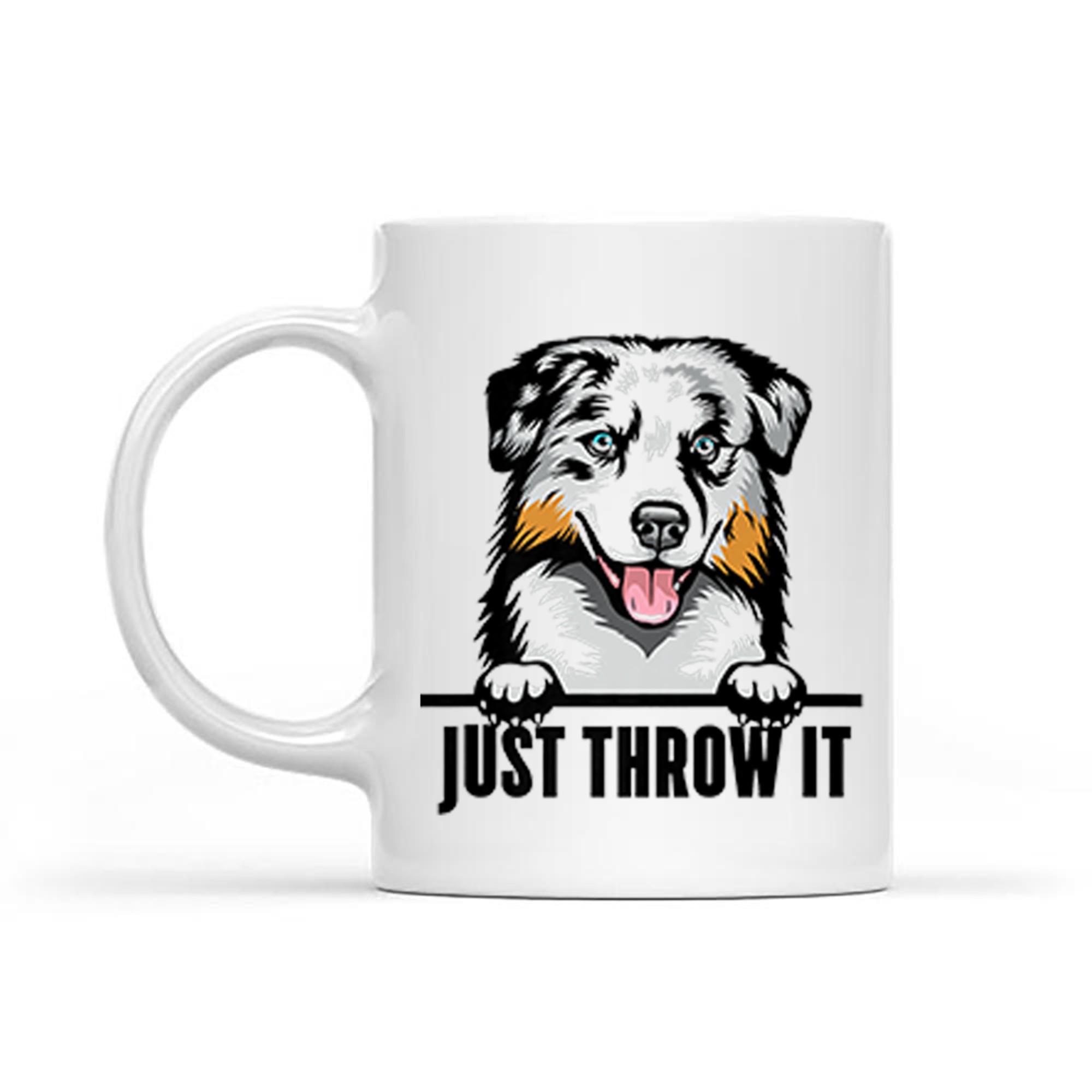 Funny Australian Shepherd Dog Art Playful Ball Fetching Pet Lover Mug