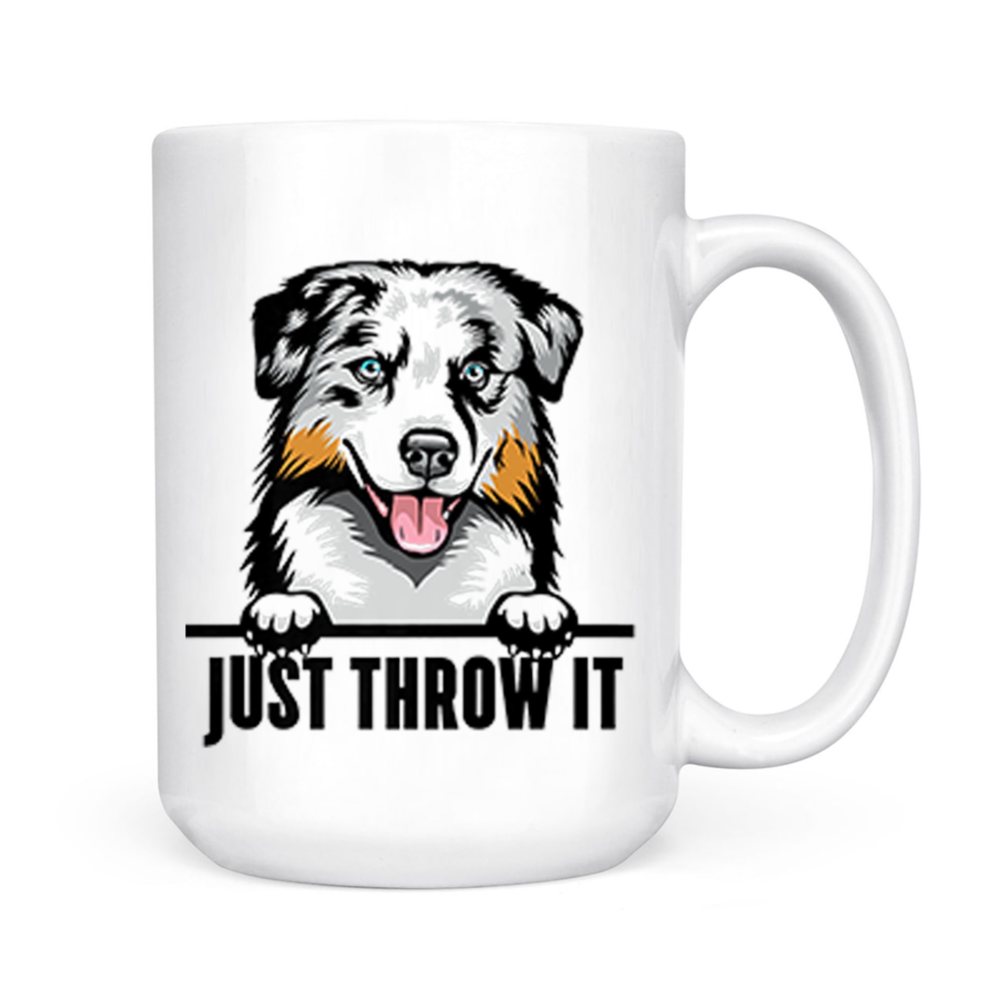 Funny Australian Shepherd Dog Art Playful Ball Fetching Pet Lover Mug