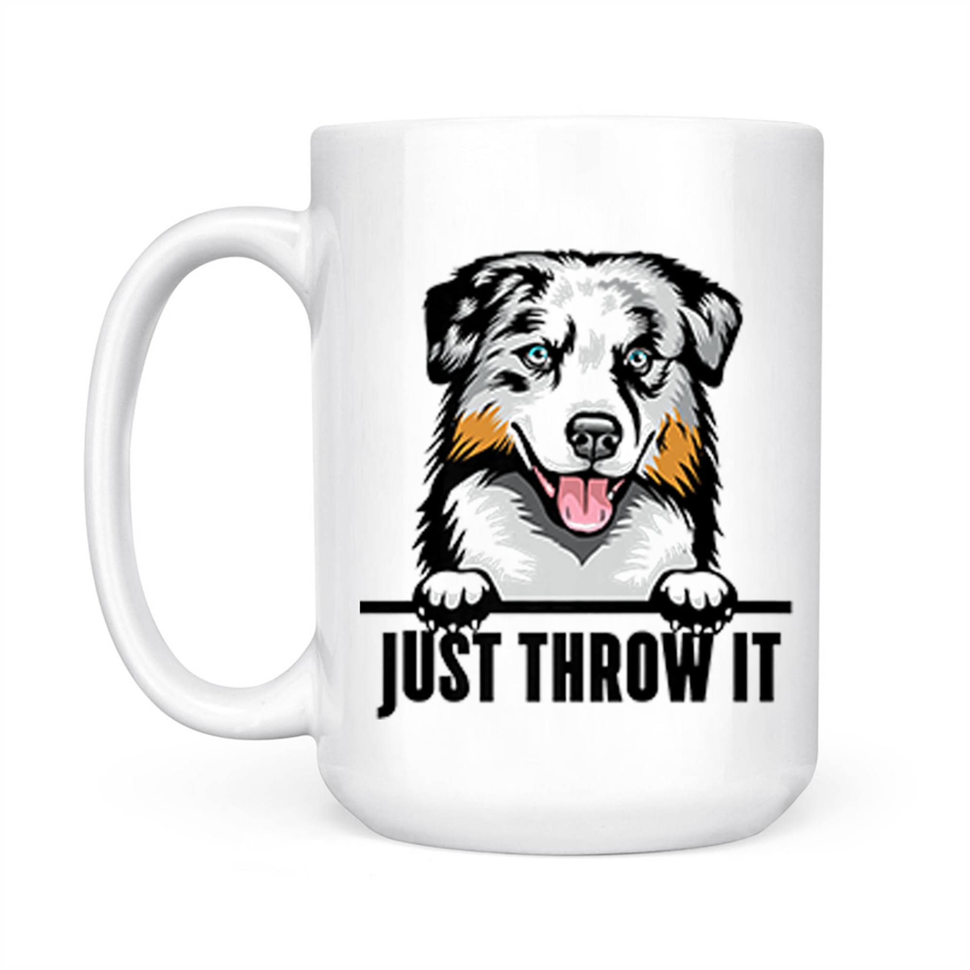Funny Australian Shepherd Dog Art Playful Ball Fetching Pet Lover Mug