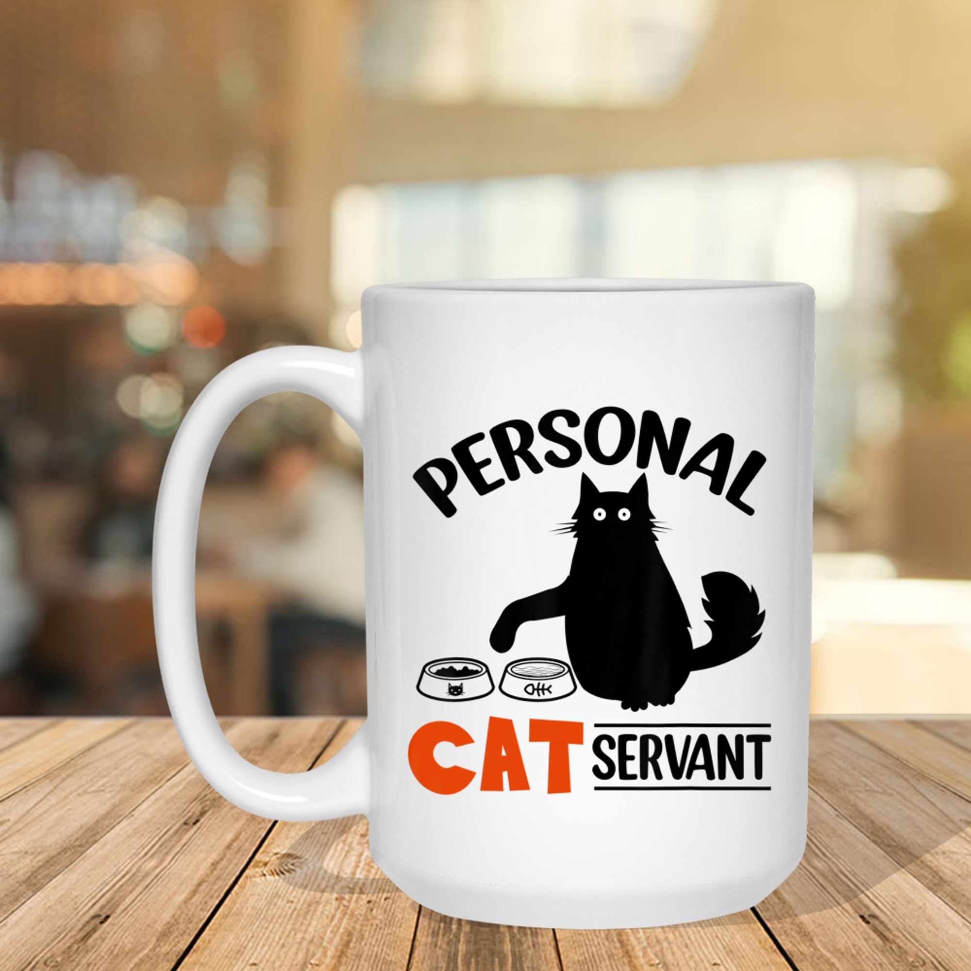 Funny Black Cat Personal Cat Servant Mug