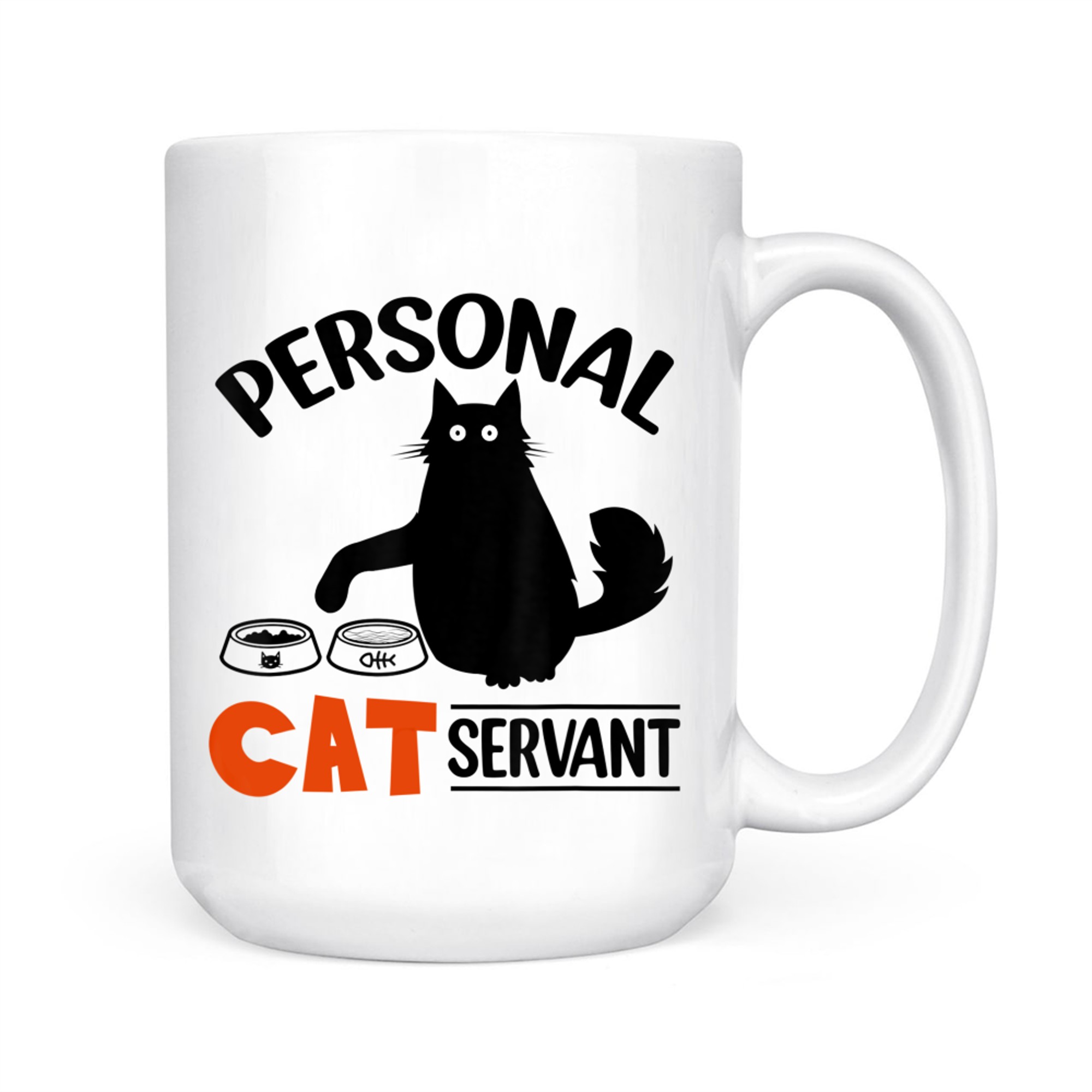 Funny Black Cat Personal Cat Servant Mug