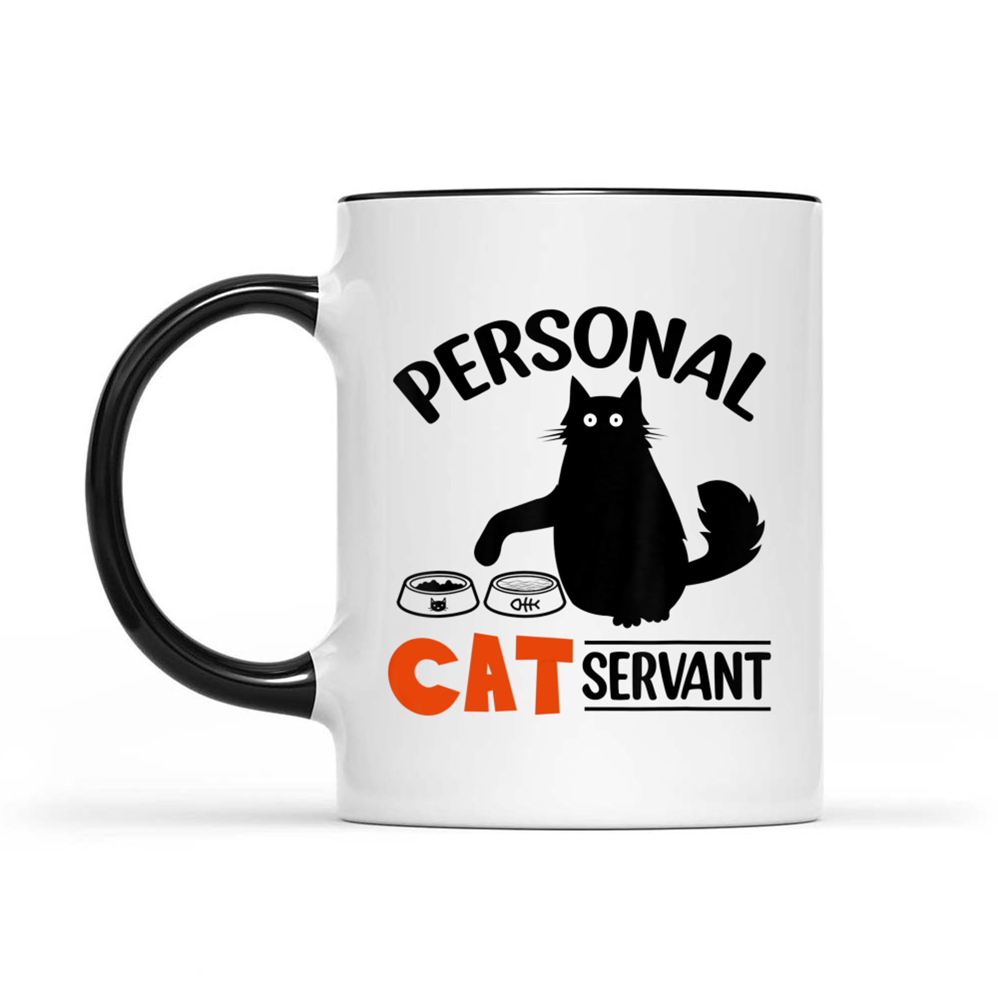 Funny Black Cat Personal Cat Servant Mug