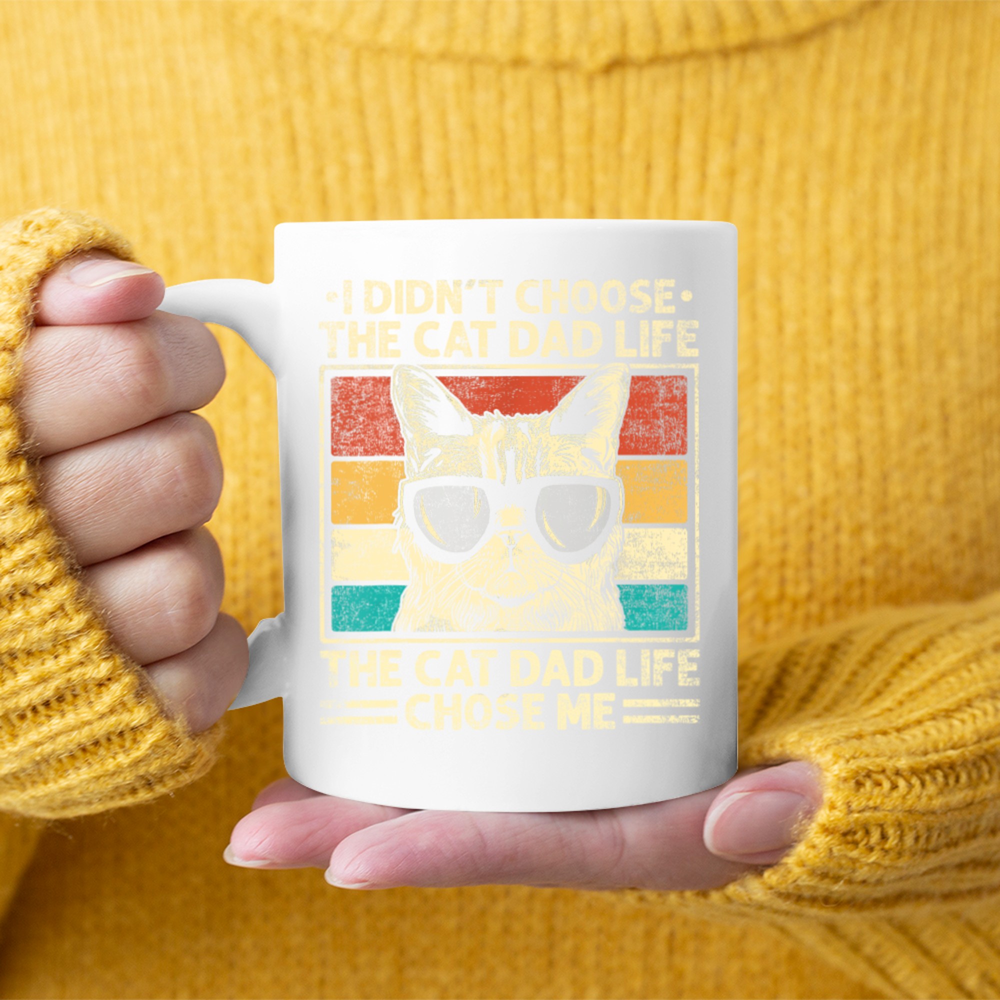 Funny Cat Dad Retro Style Cool Cat Sunglasses Mug