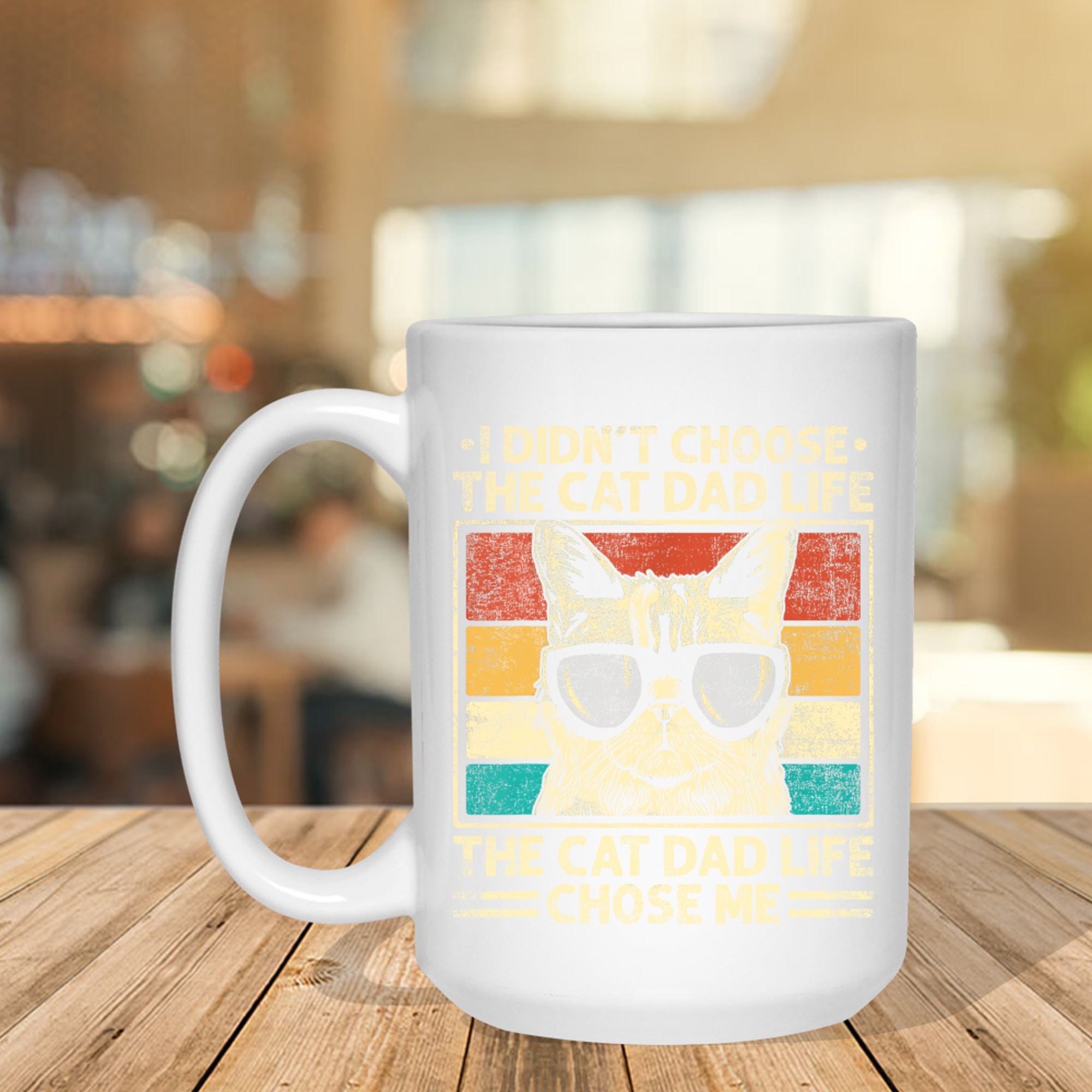 Funny Cat Dad Retro Style Cool Cat Sunglasses Mug