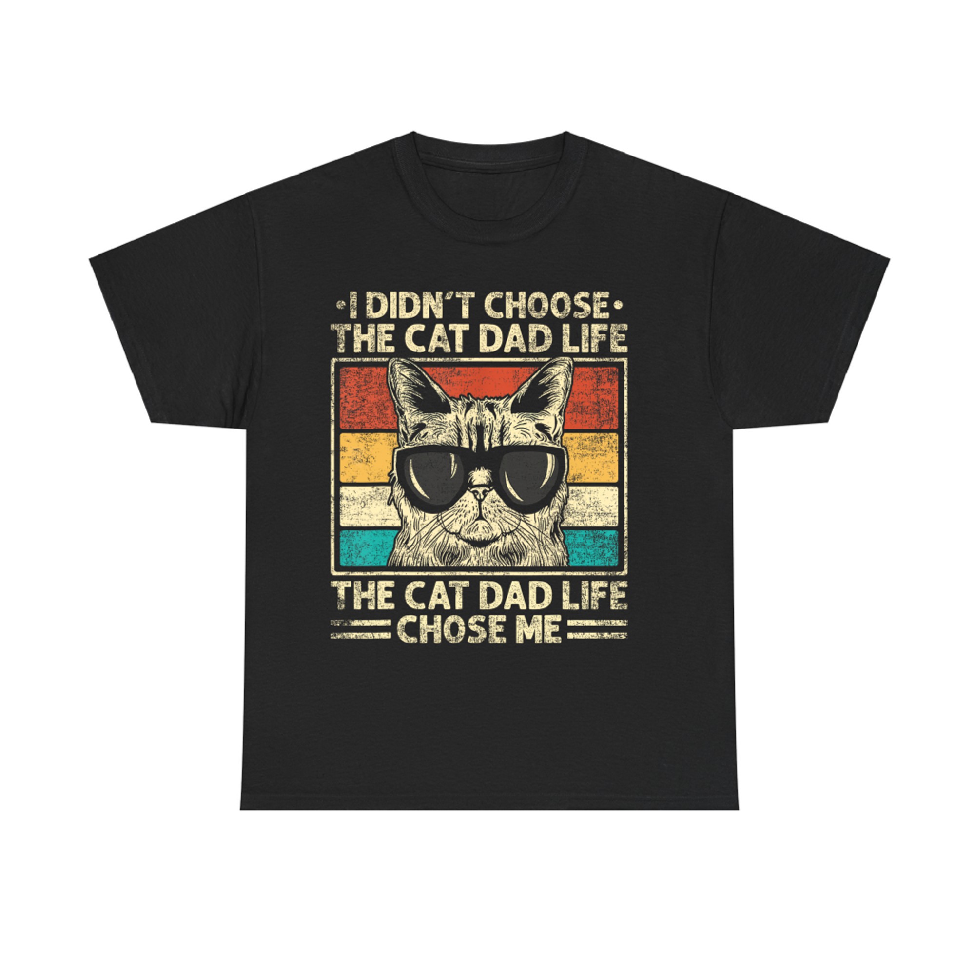 Funny Cat Dad Retro Style Cool Cat Sunglasses T-Shirt