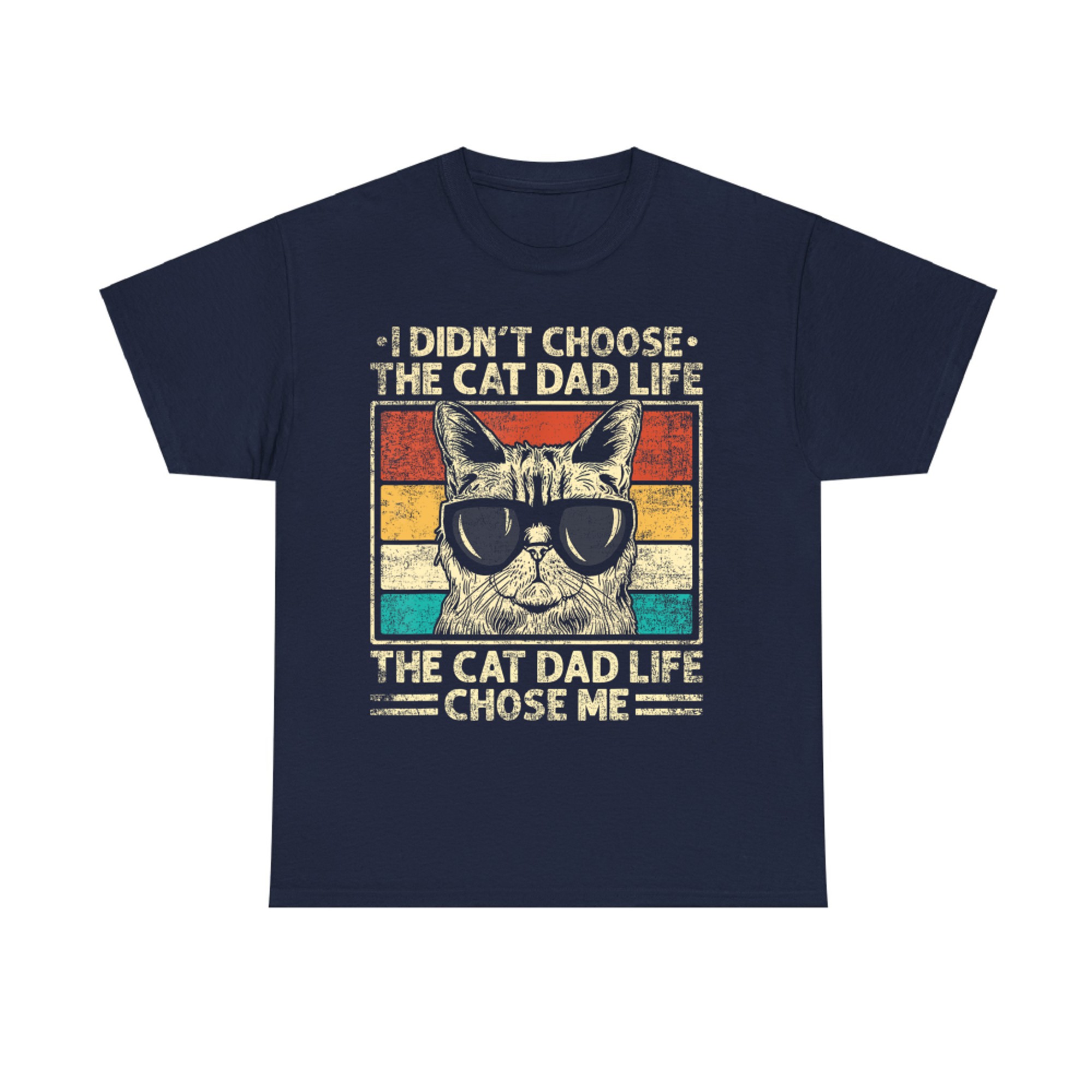 Funny Cat Dad Retro Style Cool Cat Sunglasses T-Shirt