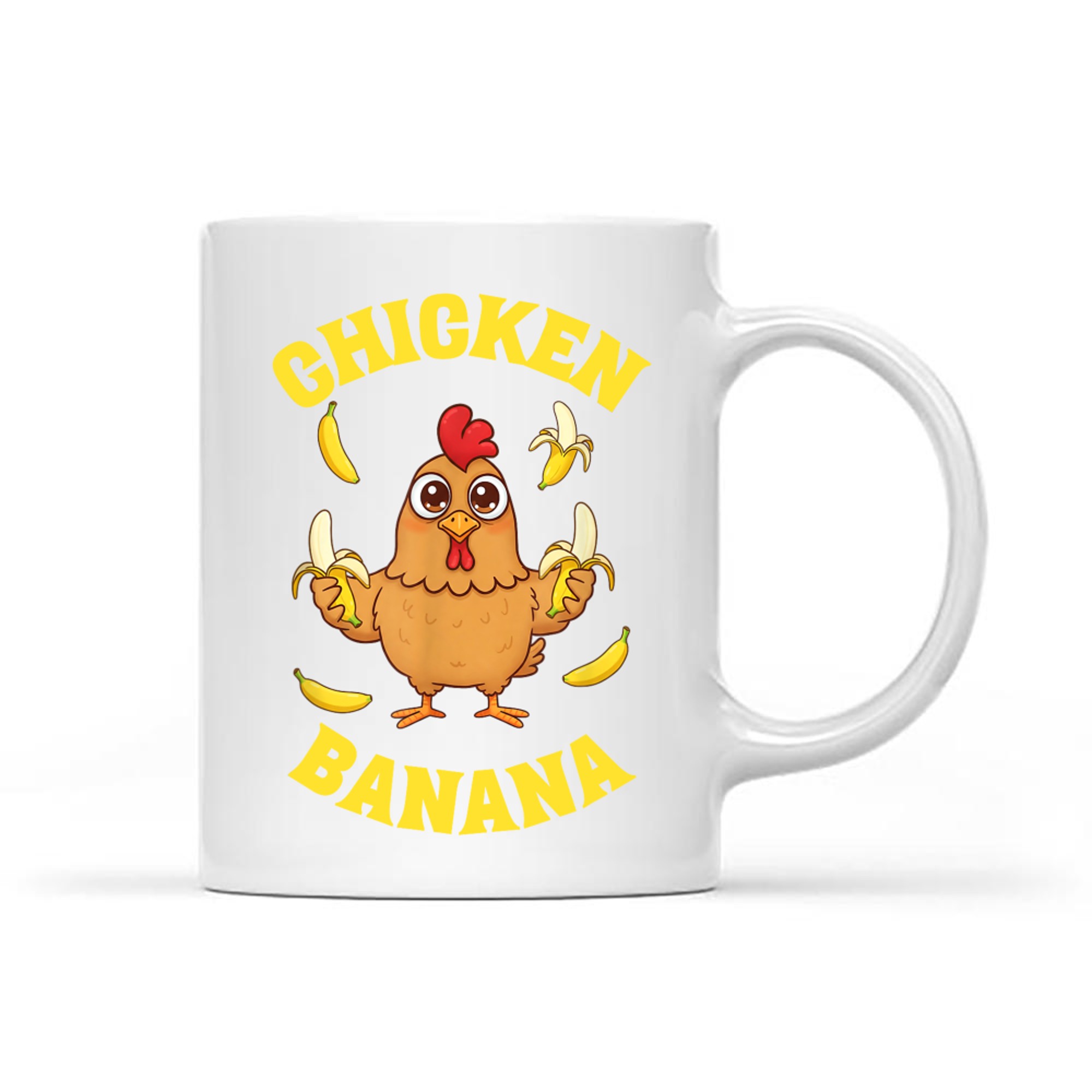 Funny Chicken Holding Bananas Silly Farm Animal Humor Mug