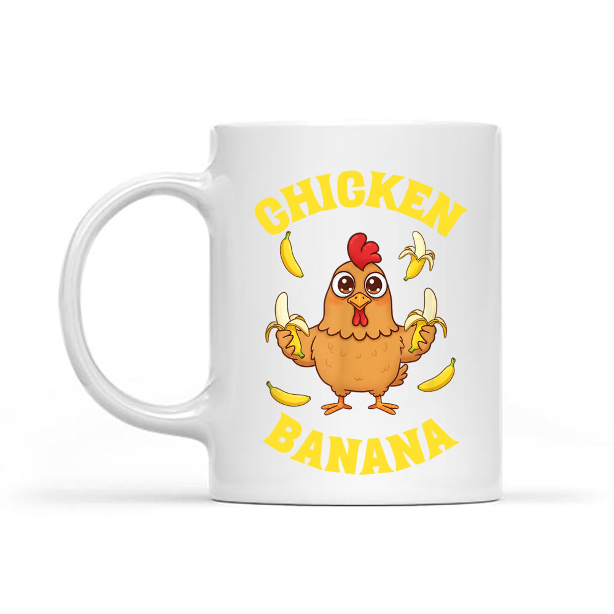Funny Chicken Holding Bananas Silly Farm Animal Humor Mug