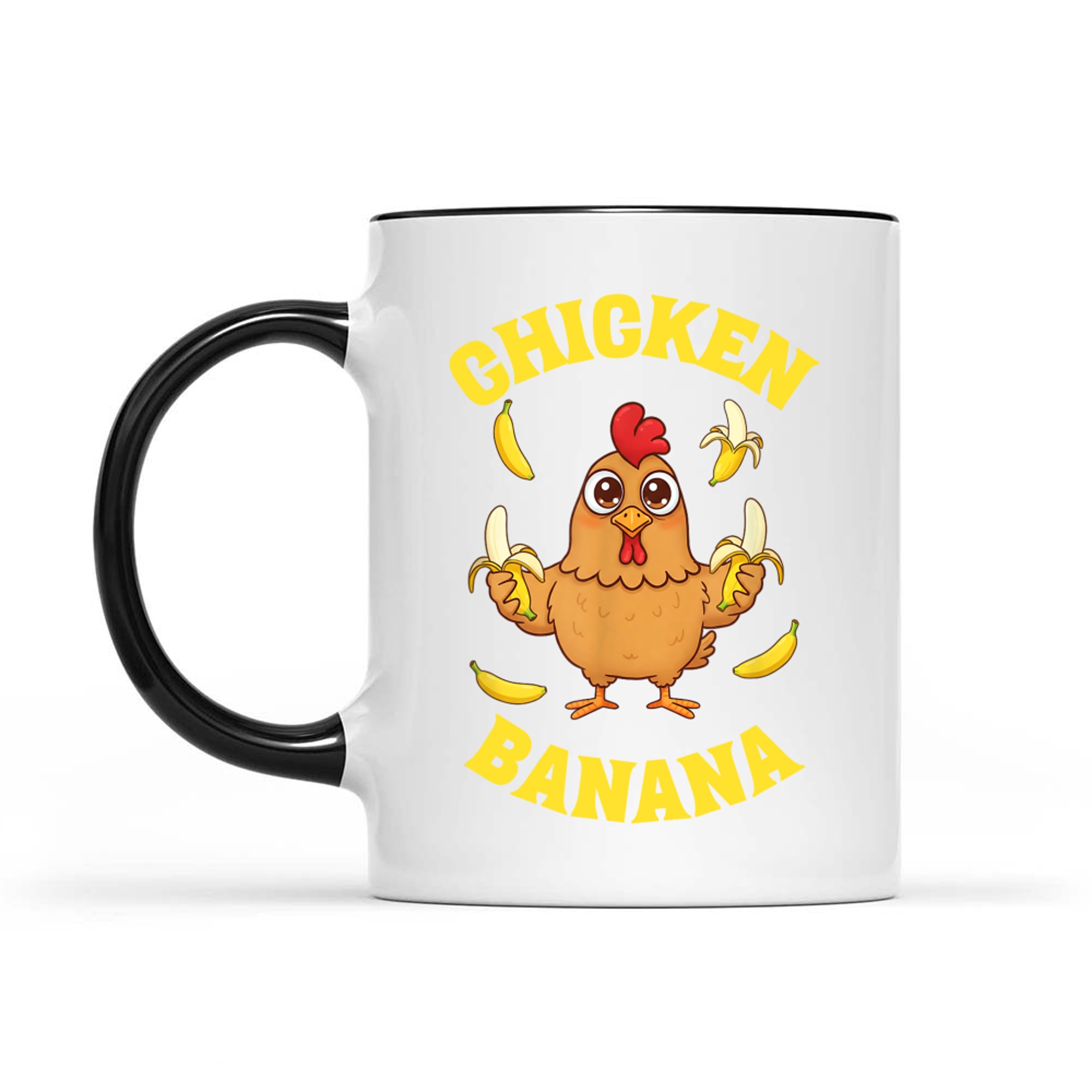 Funny Chicken Holding Bananas Silly Farm Animal Humor Mug
