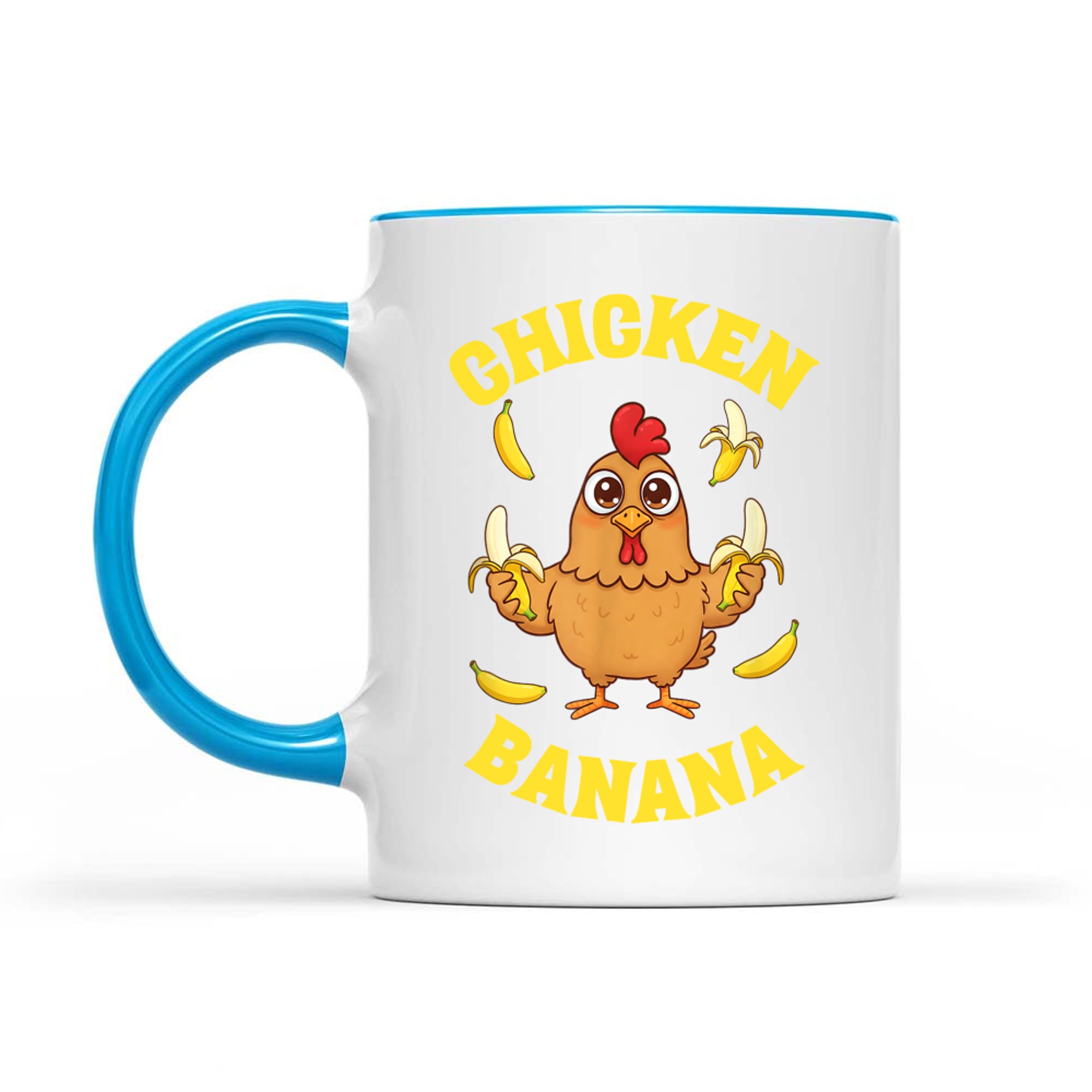Funny Chicken Holding Bananas Silly Farm Animal Humor Mug