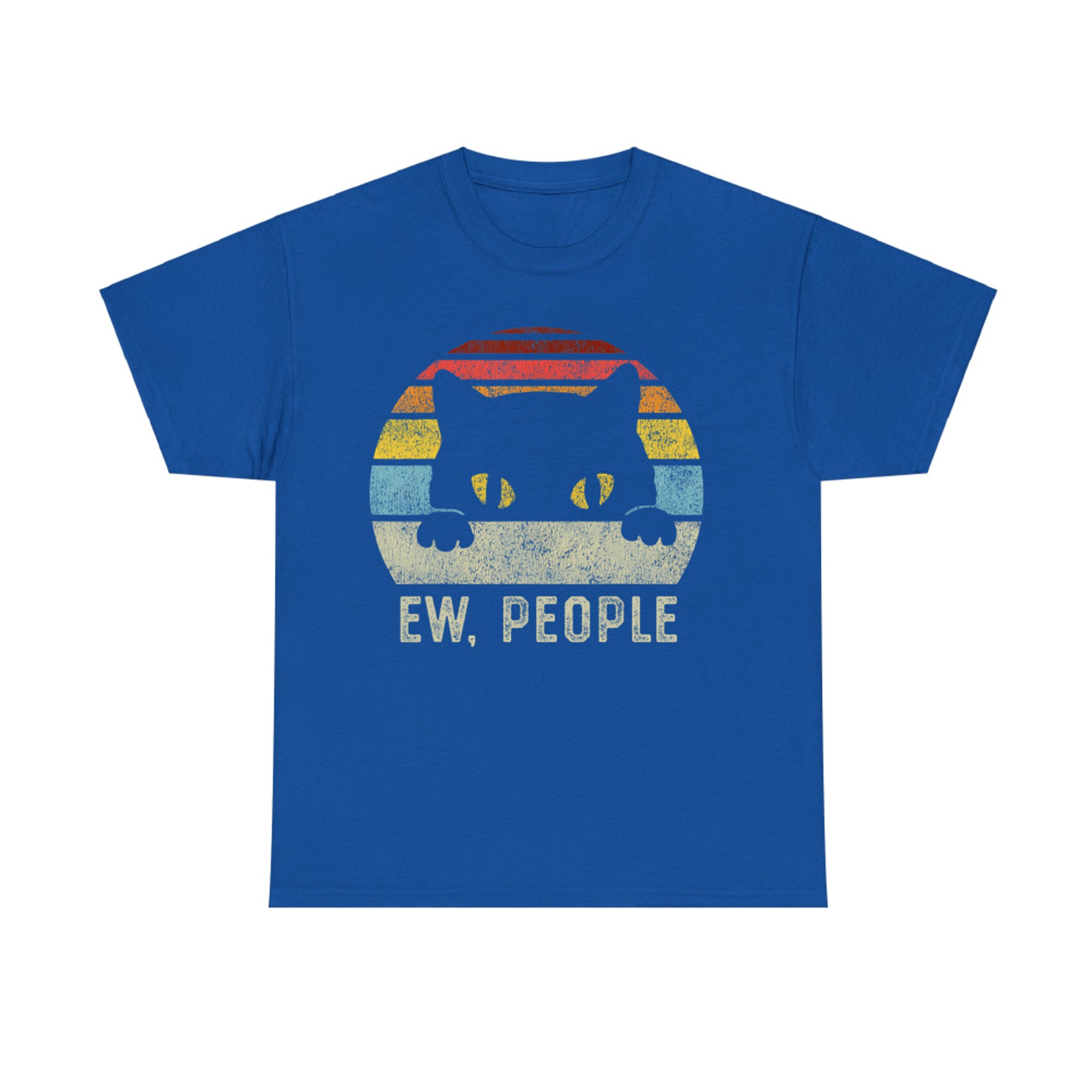 Funny Introvert Vibe Cat Graphic Retro 80s Style Sunset Sarcastic Quote T-Shirt