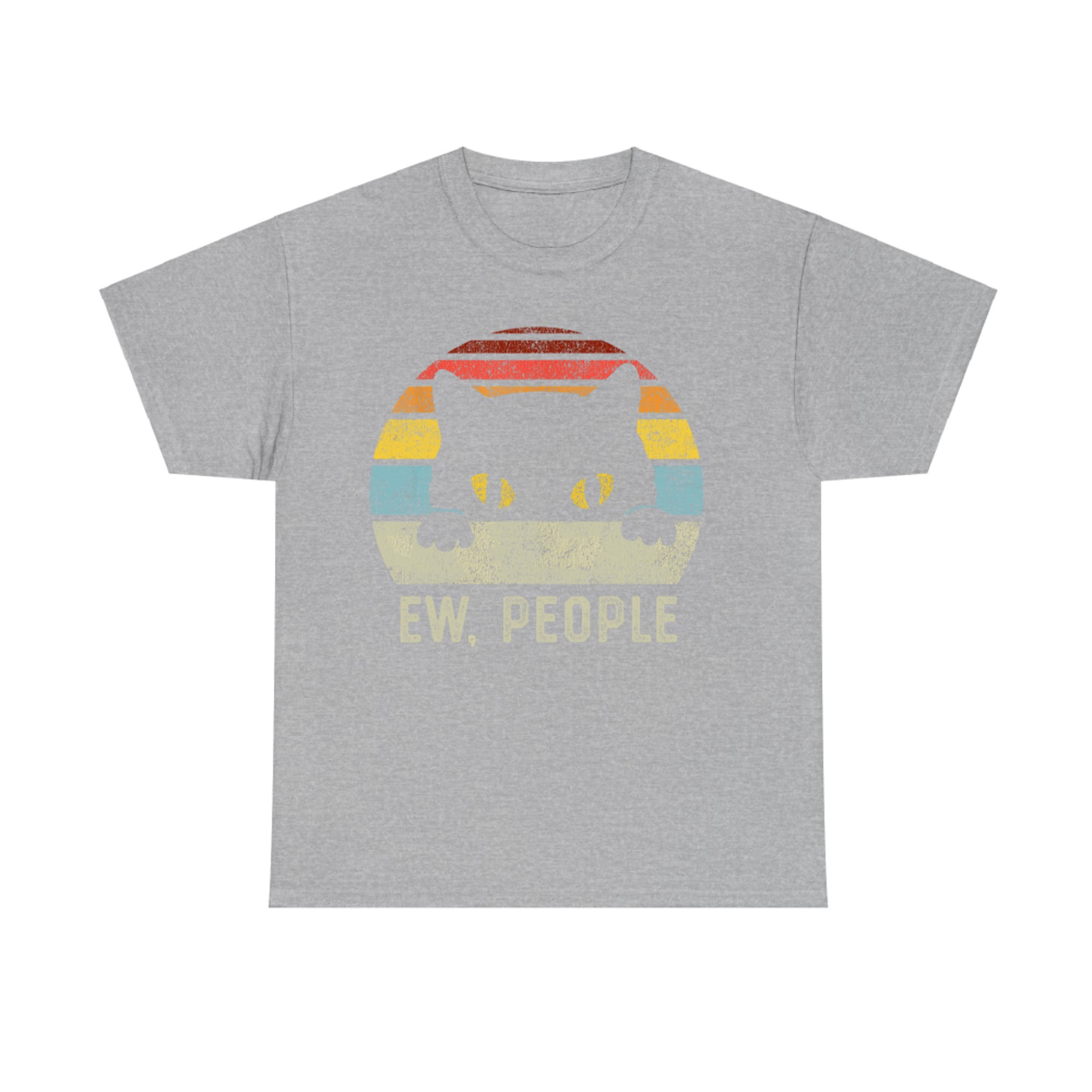 Funny Introvert Vibe Cat Graphic Retro 80s Style Sunset Sarcastic Quote T-Shirt