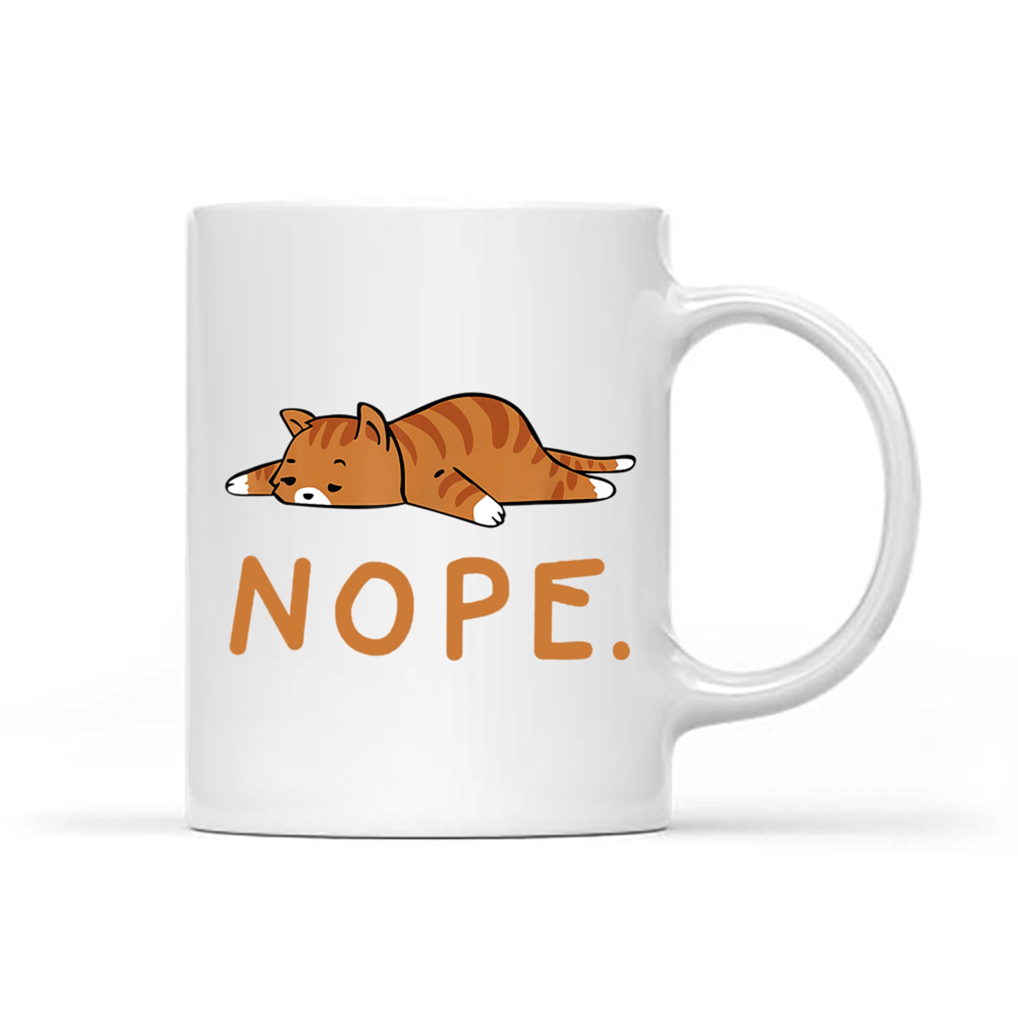 Funny Lazy Cat Design Sleeping Orange Cute  Mug