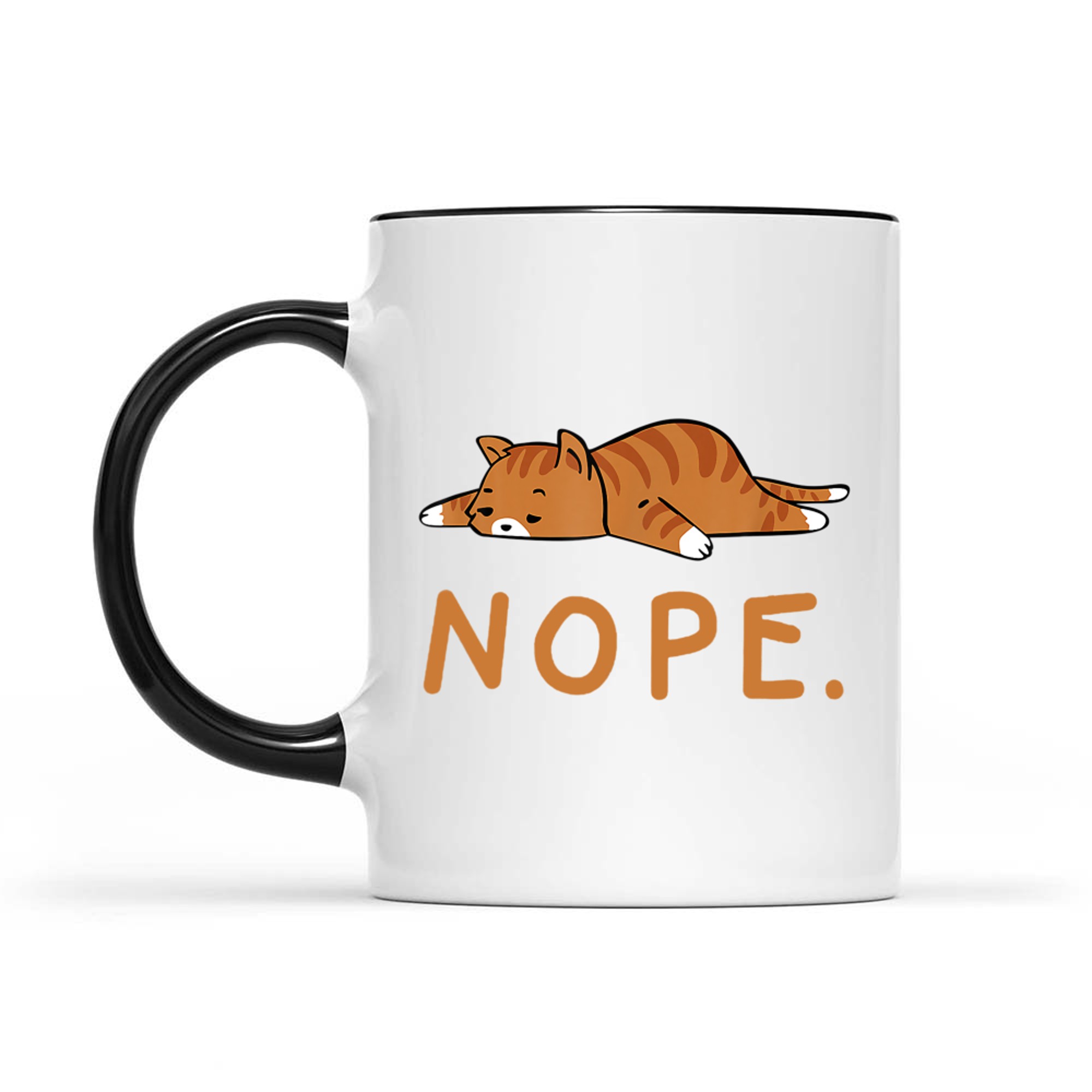 Funny Lazy Cat Design Sleeping Orange Cute  Mug