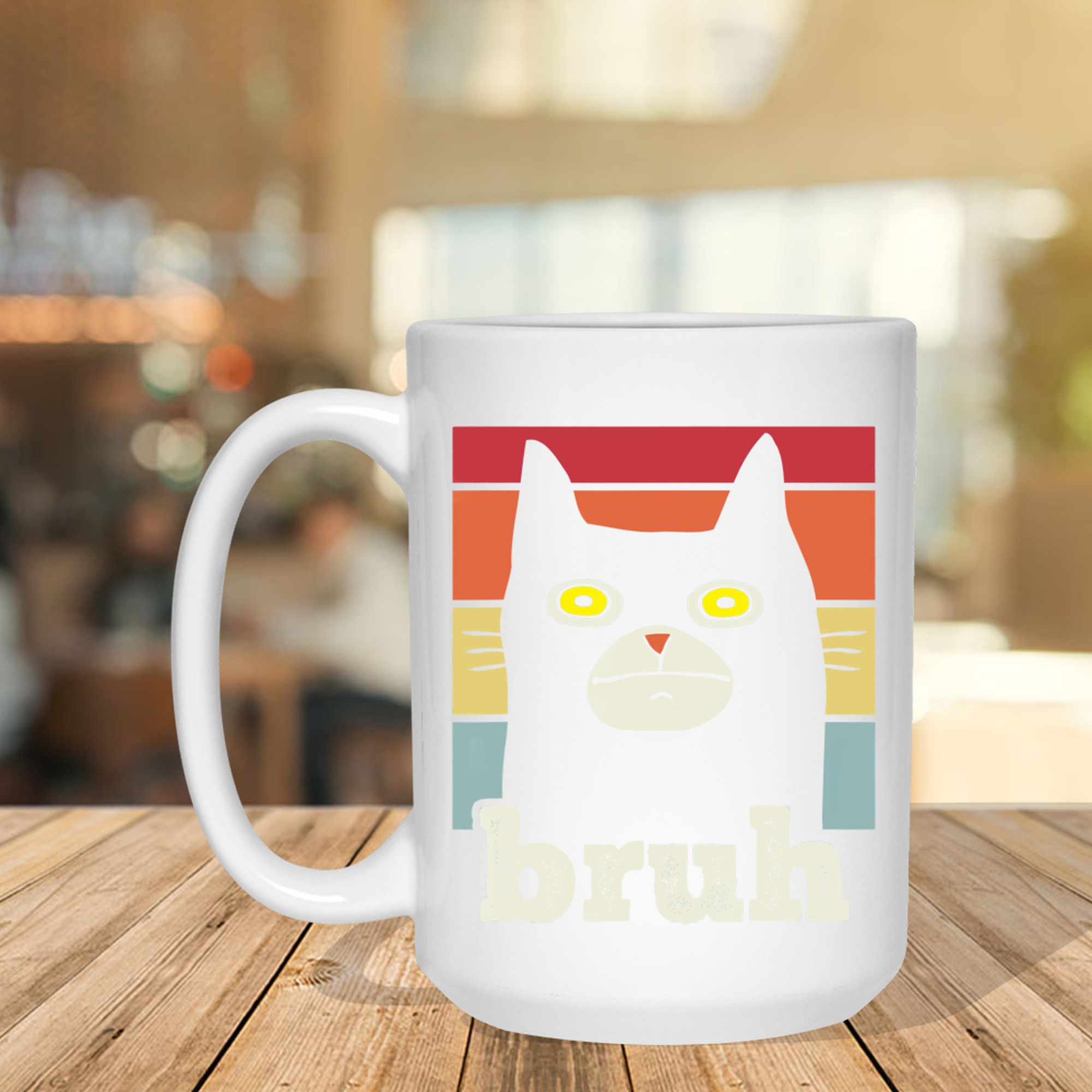 Funny Meme Saying Bruh With Cat Greetings Mug