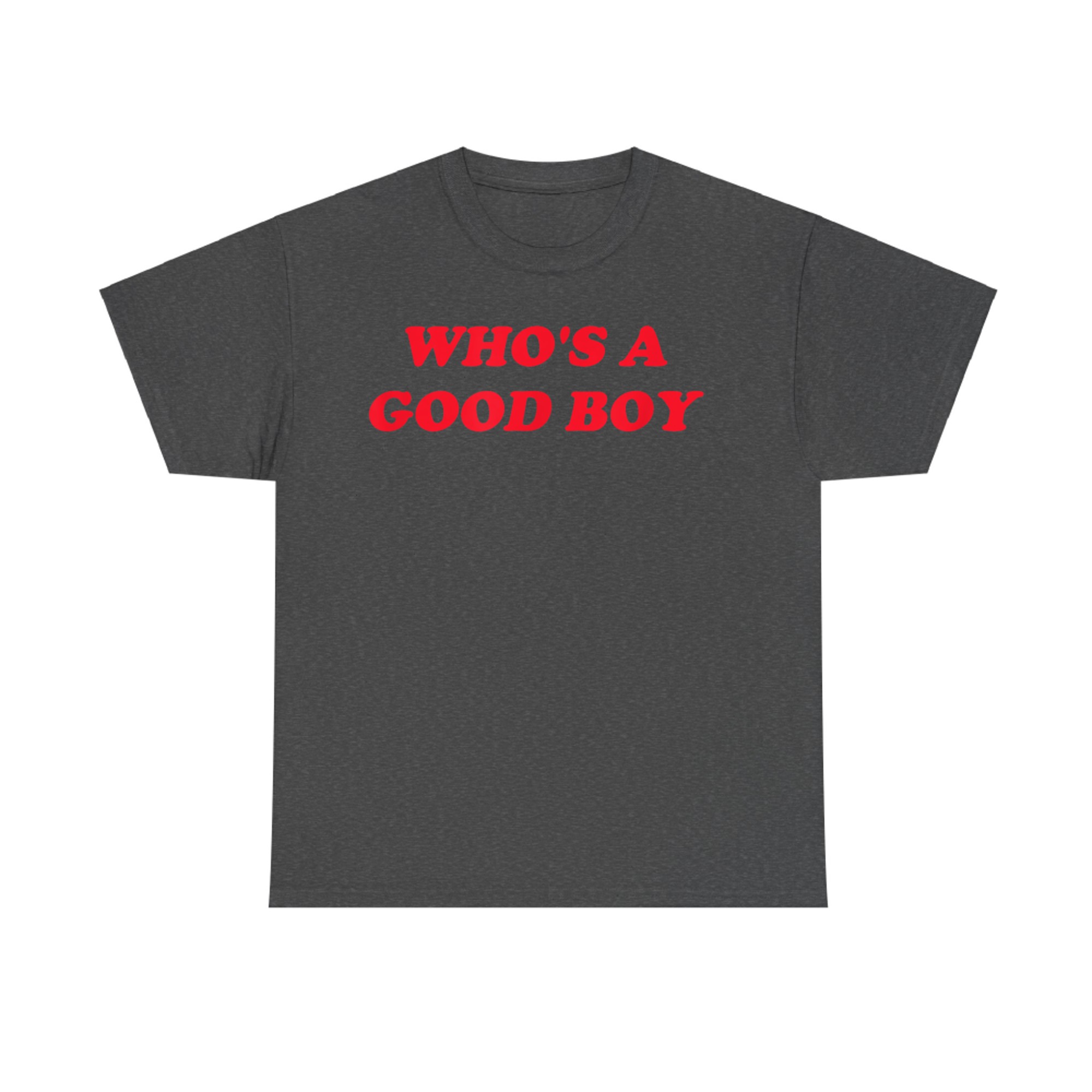 Funny Who's a Good Boy Retro Y2K Style Red Text Graphic T-Shirt