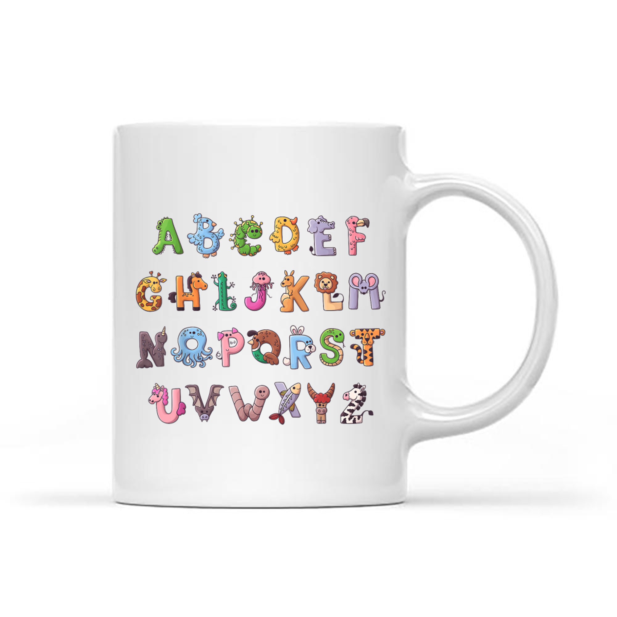 Fuuny Alphabet ABCs Animal Learning Kindergarten Teacher Mug