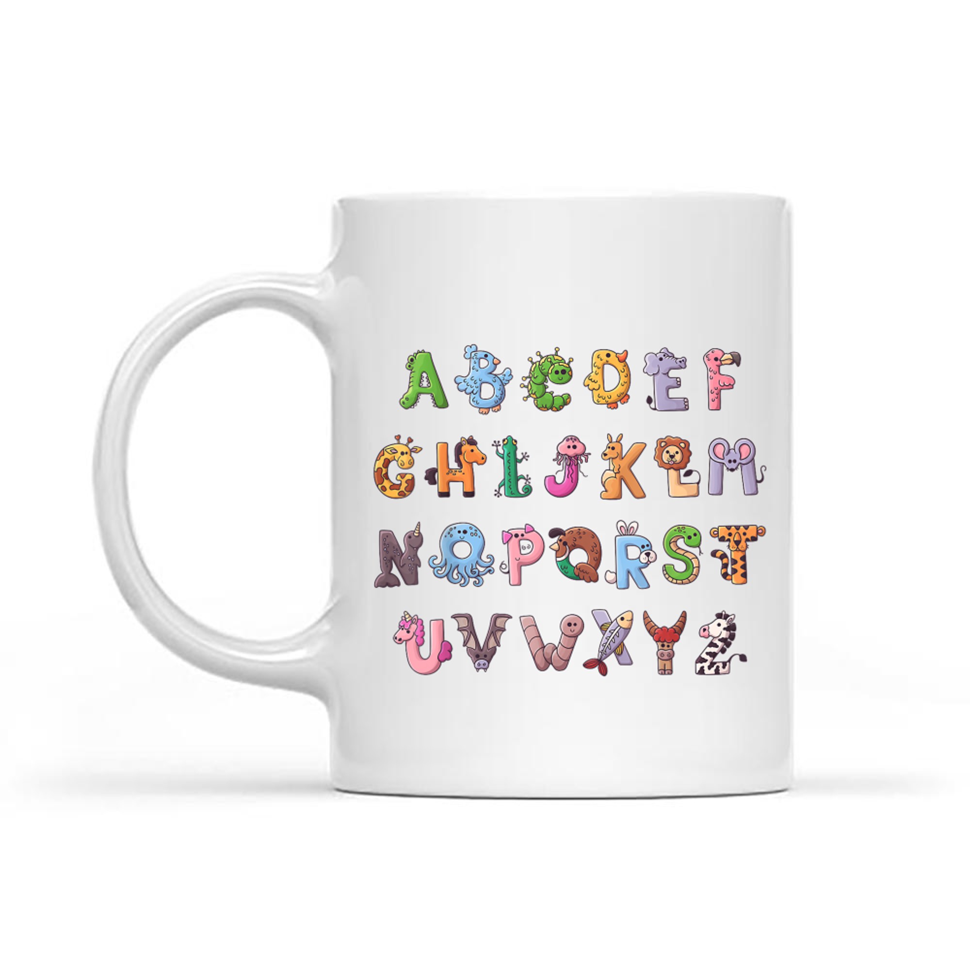 Fuuny Alphabet ABCs Animal Learning Kindergarten Teacher Mug
