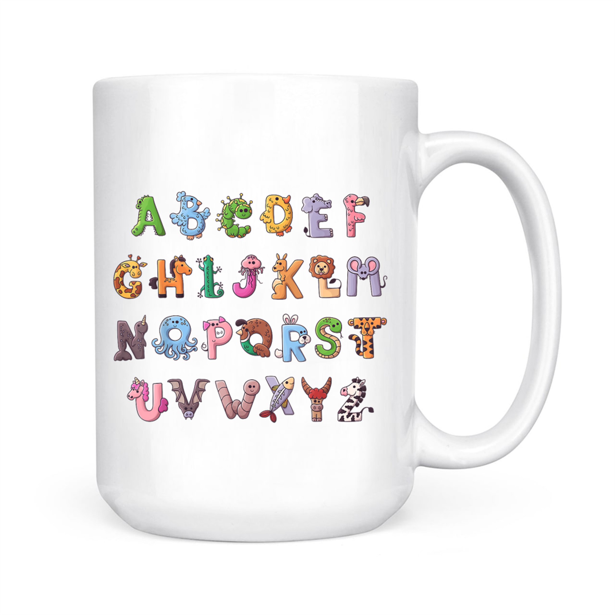 Fuuny Alphabet ABCs Animal Learning Kindergarten Teacher Mug