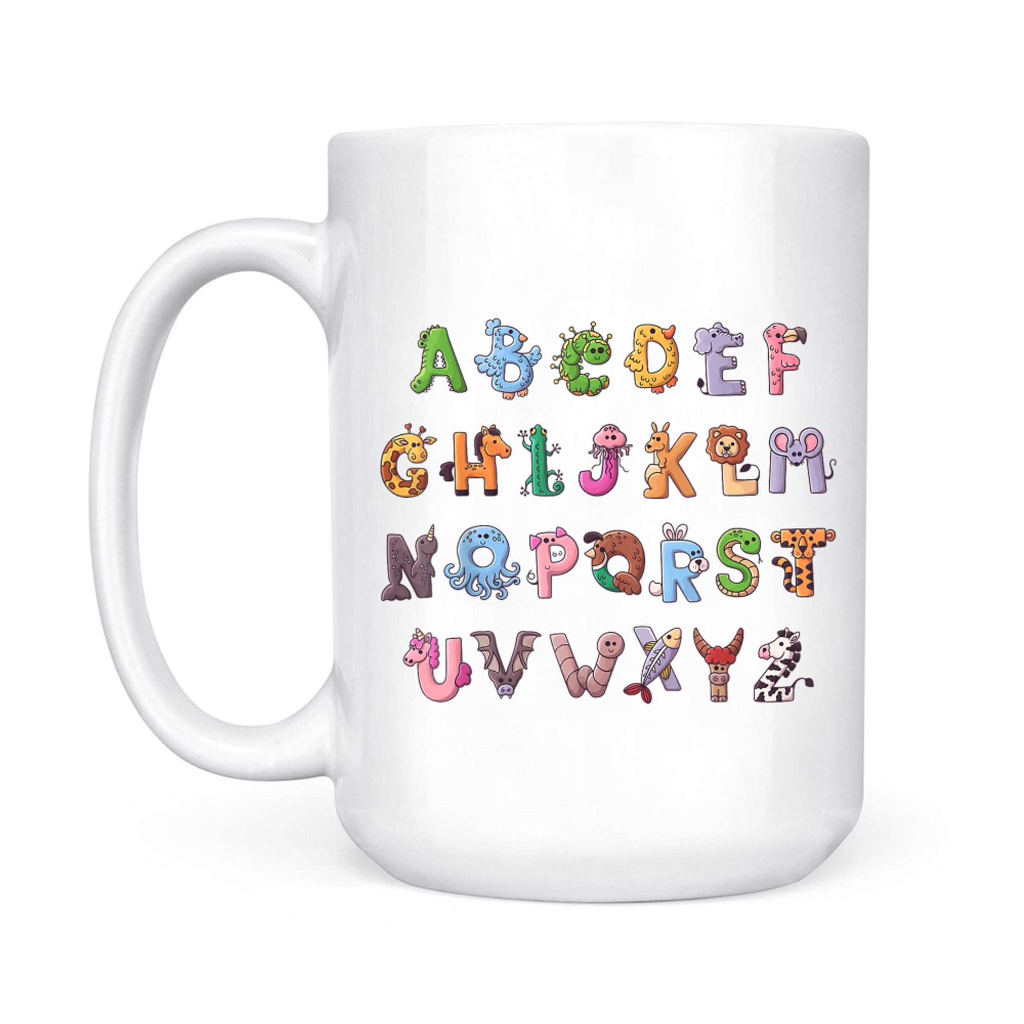 Fuuny Alphabet ABCs Animal Learning Kindergarten Teacher Mug