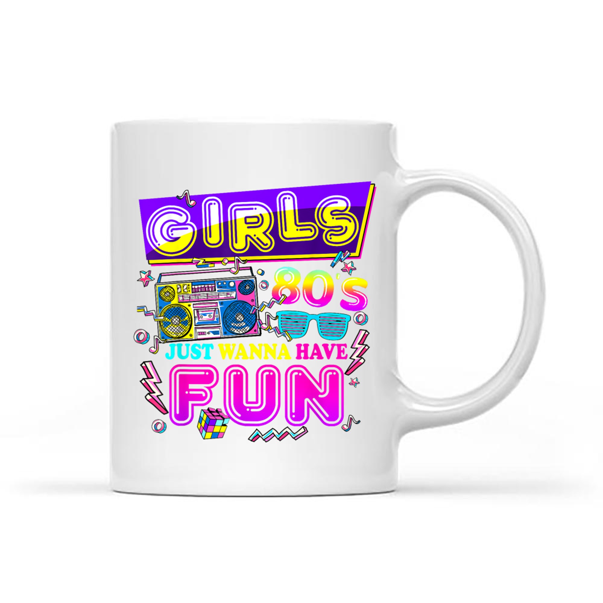 Girls 80's Just Wanna Have Fun 1980s Nostalgia 80s Mug