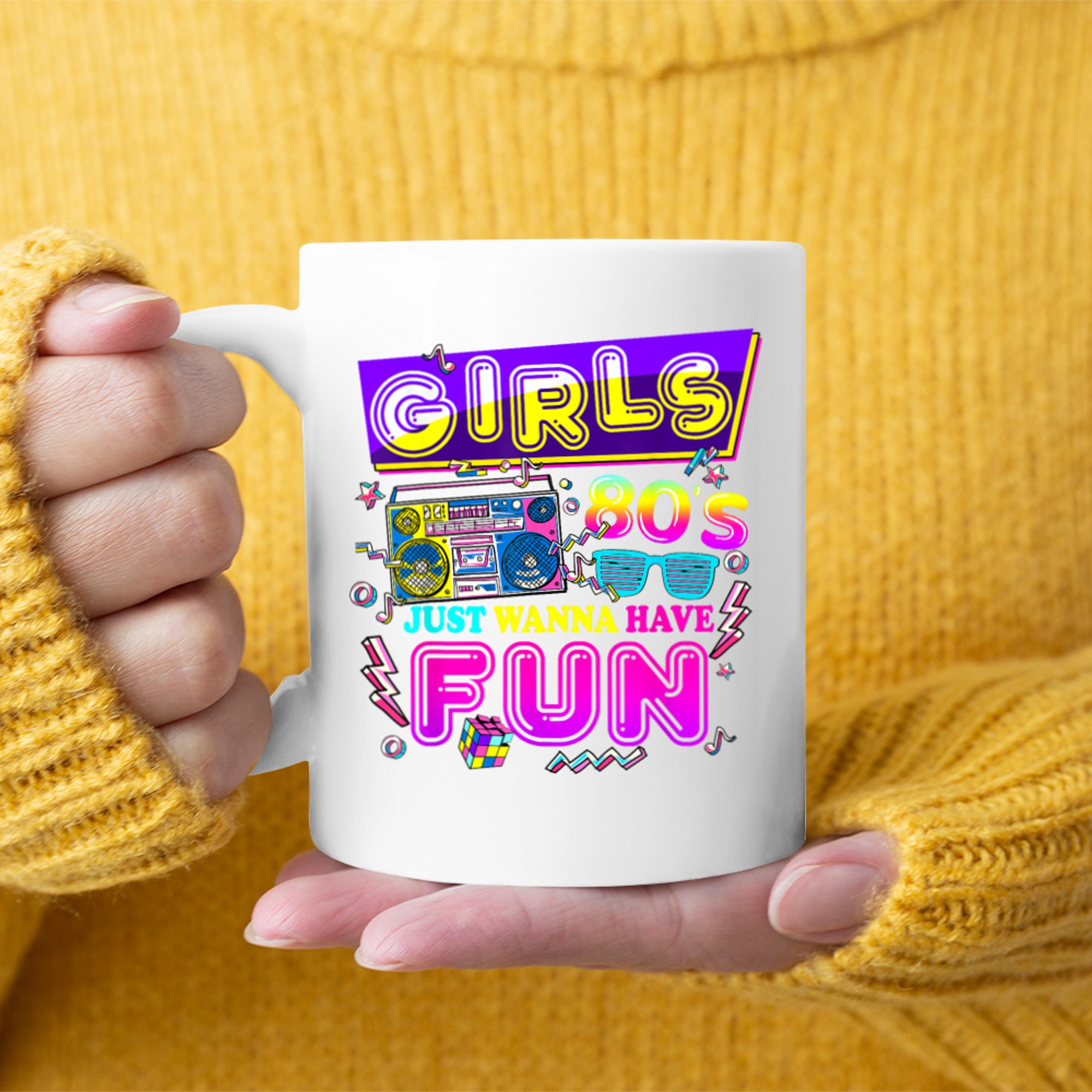 Girls 80's Just Wanna Have Fun 1980s Nostalgia 80s Mug