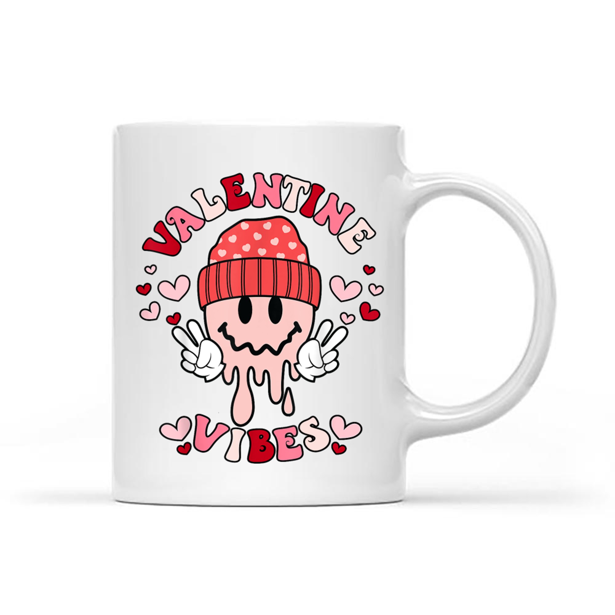 Groovy Valentine Vibes Valentines Day Smile Face Mug