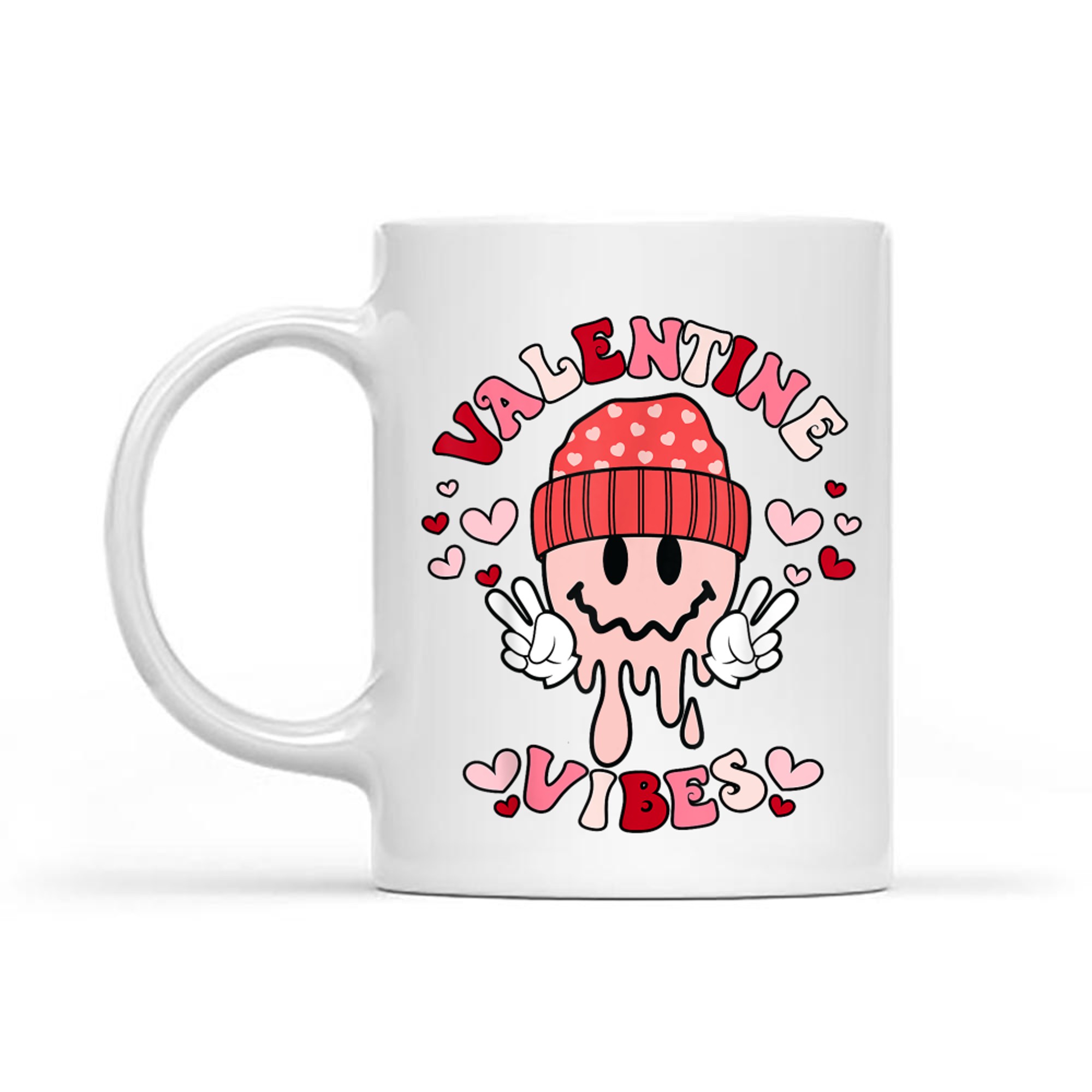 Groovy Valentine Vibes Valentines Day Smile Face Mug
